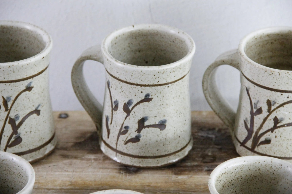 Vintage Pottery Mugs | 6 Hand Made One of a Kind Cup - Debra Hall Lifestyle