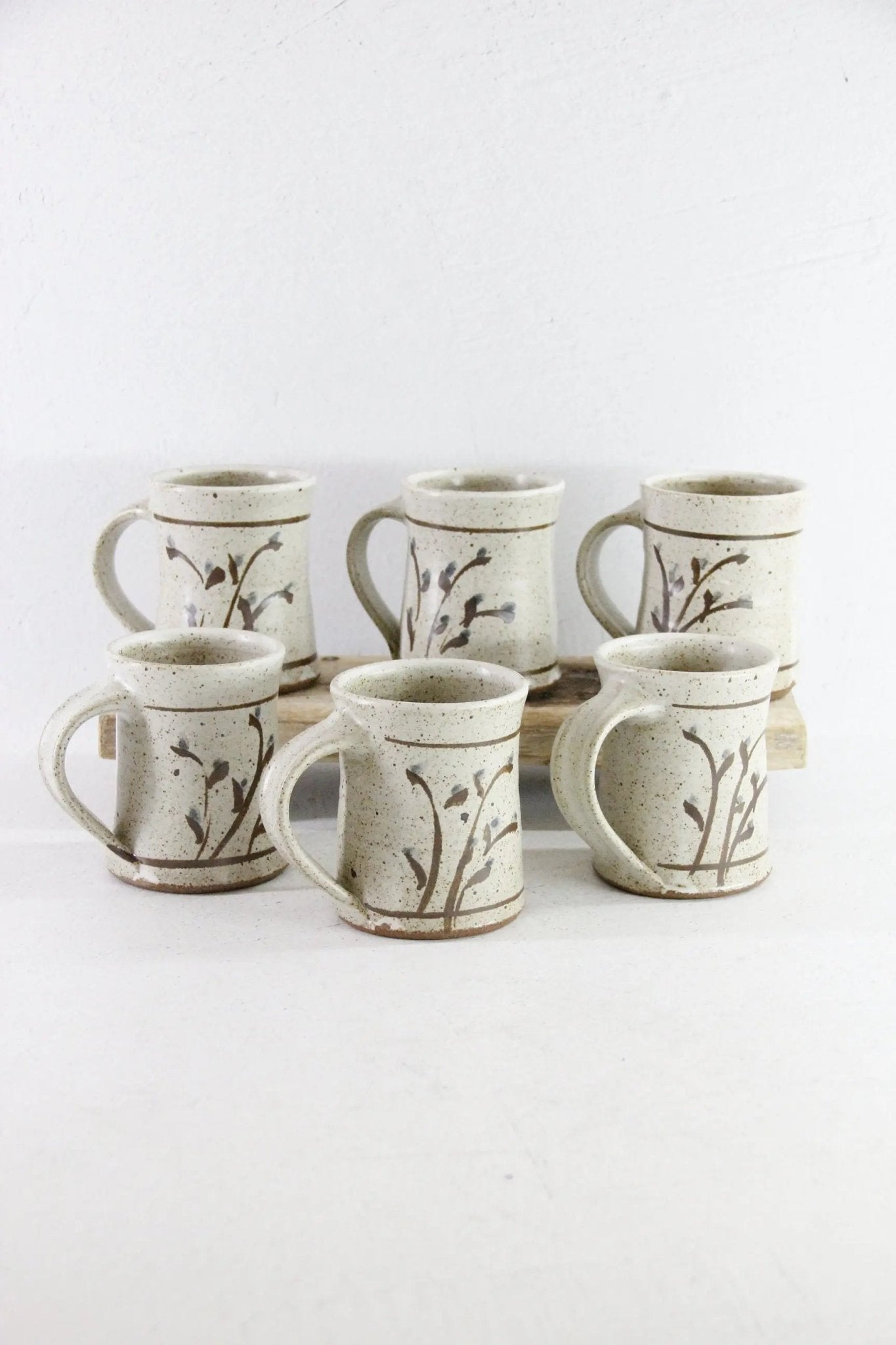 Vintage Pottery Mugs | 6 Hand Made One of a Kind Cup - Debra Hall Lifestyle