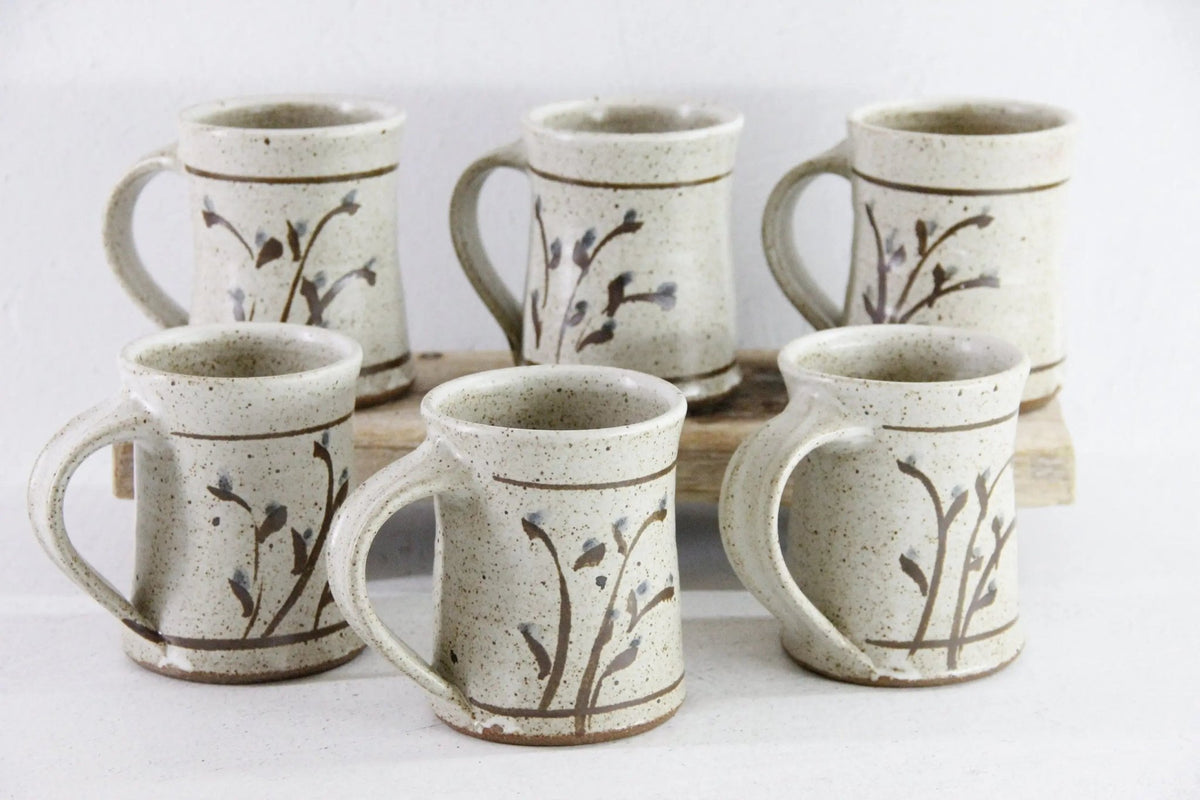 Vintage Pottery Mugs | 6 Hand Made One of a Kind Cup - Debra Hall Lifestyle
