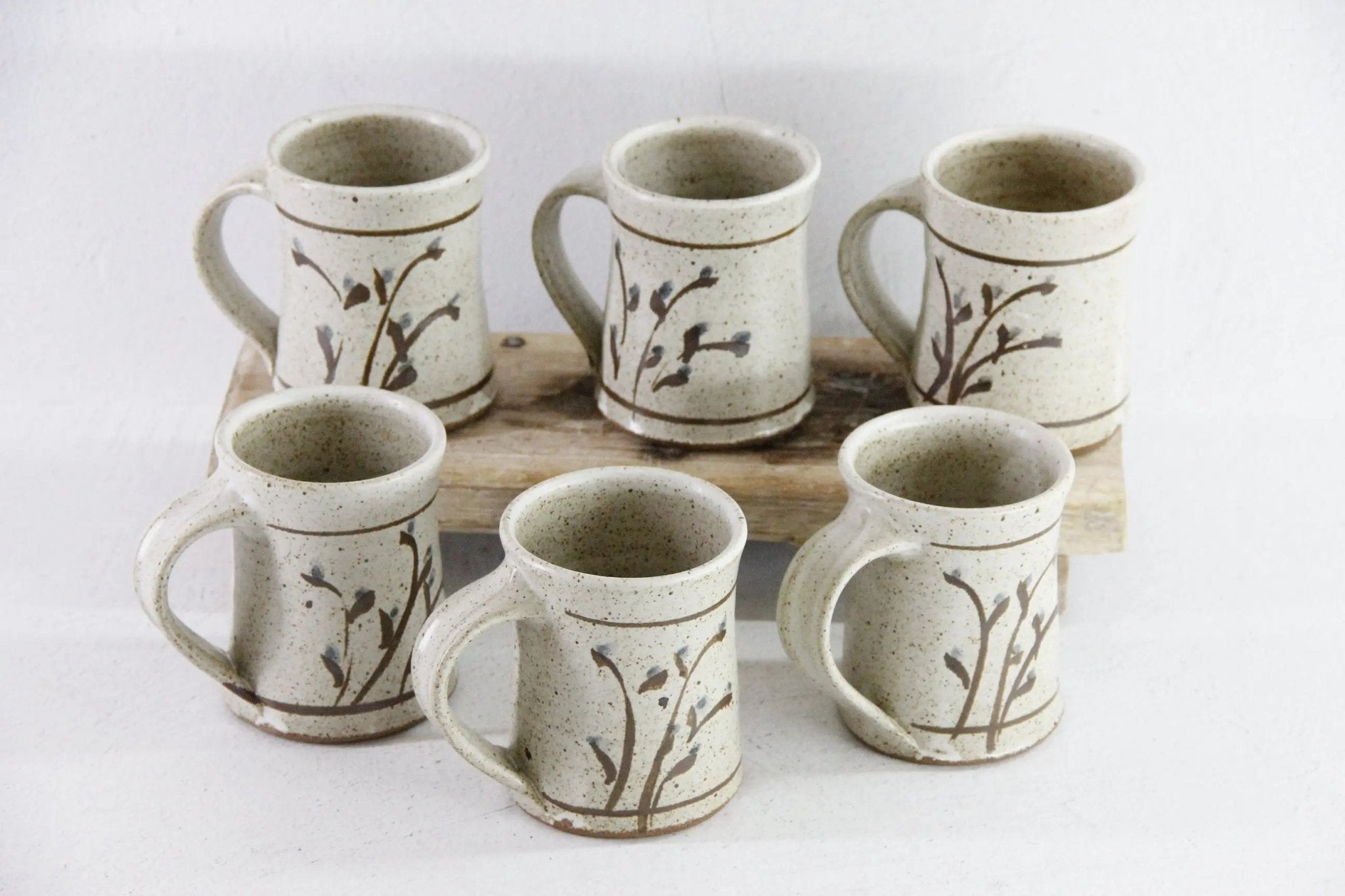 Vintage Pottery Mugs | 6 Hand Made One of a Kind Cup - Debra Hall Lifestyle