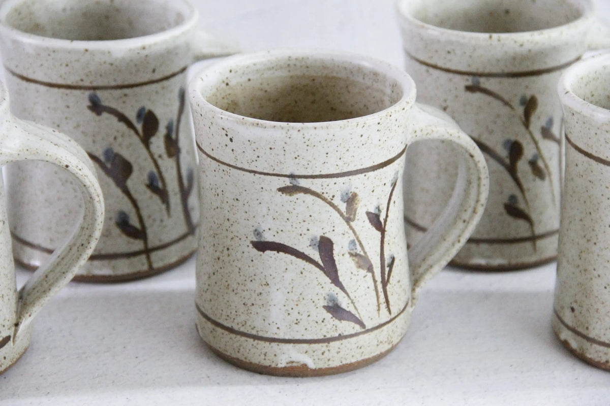Vintage Pottery Mugs | 6 Hand Made One of a Kind Cup - Debra Hall Lifestyle