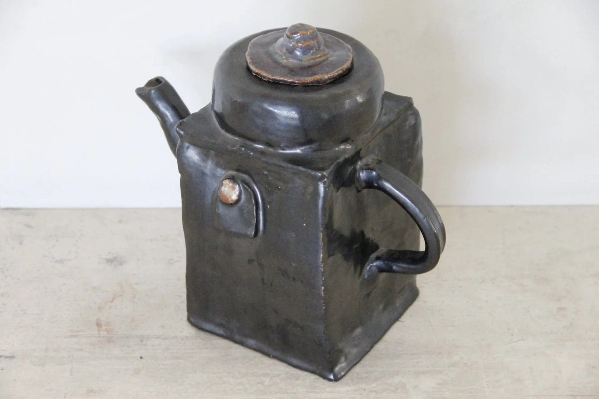 Vintage Pottery Pitcher | Black Brutalist Studio Art Pot - Debra Hall Lifestyle