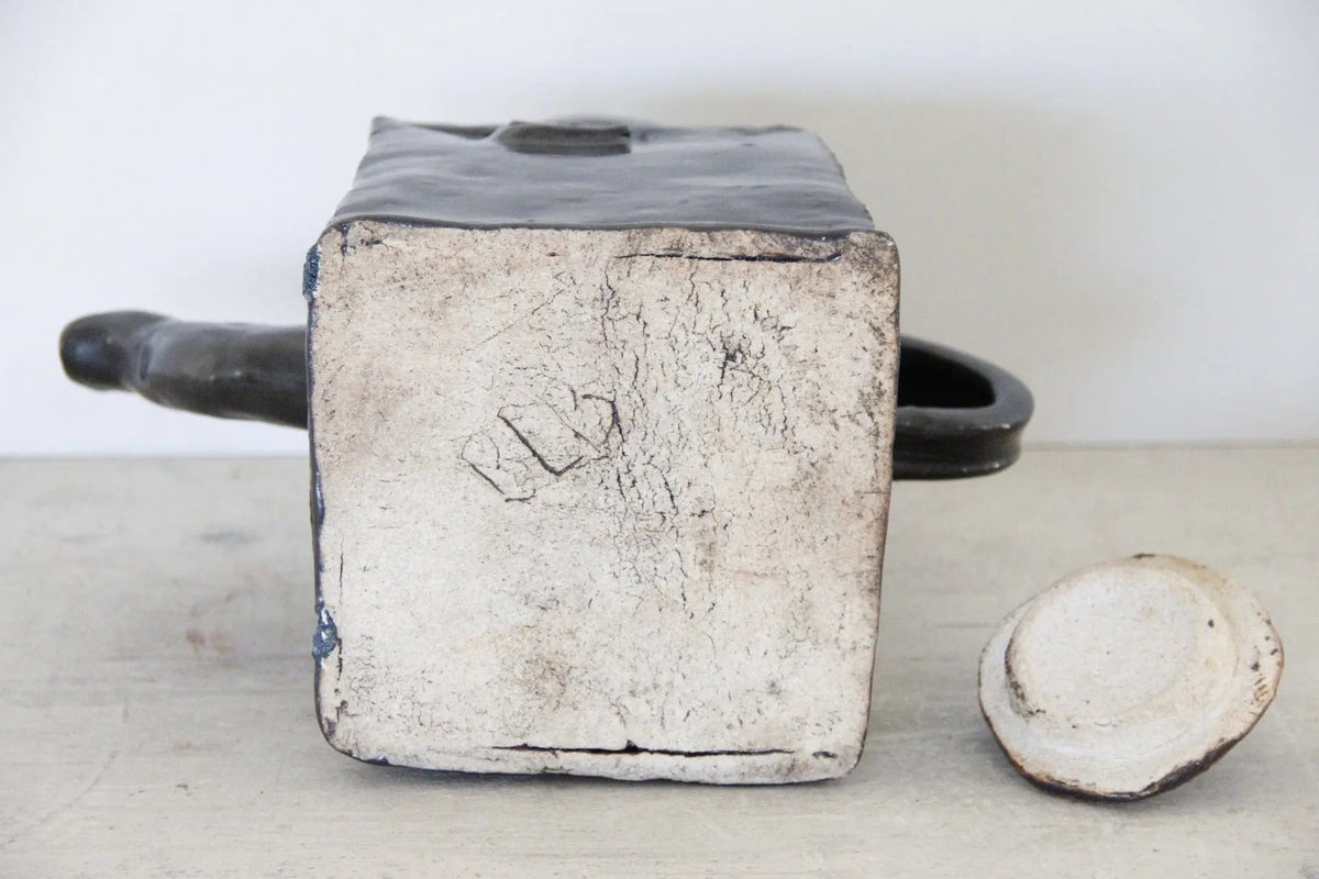 Vintage Pottery Pitcher | Black Brutalist Studio Art Pot - Debra Hall Lifestyle