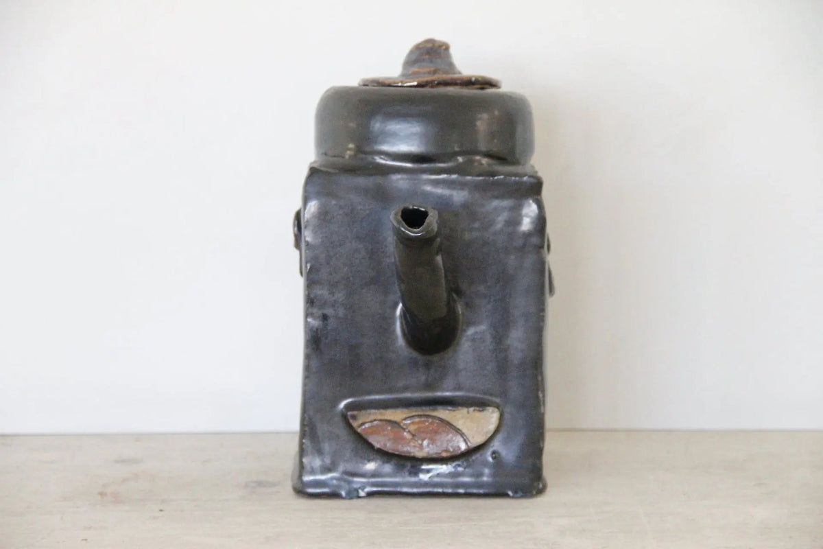 Vintage Pottery Pitcher | Black Brutalist Studio Art Pot - Debra Hall Lifestyle