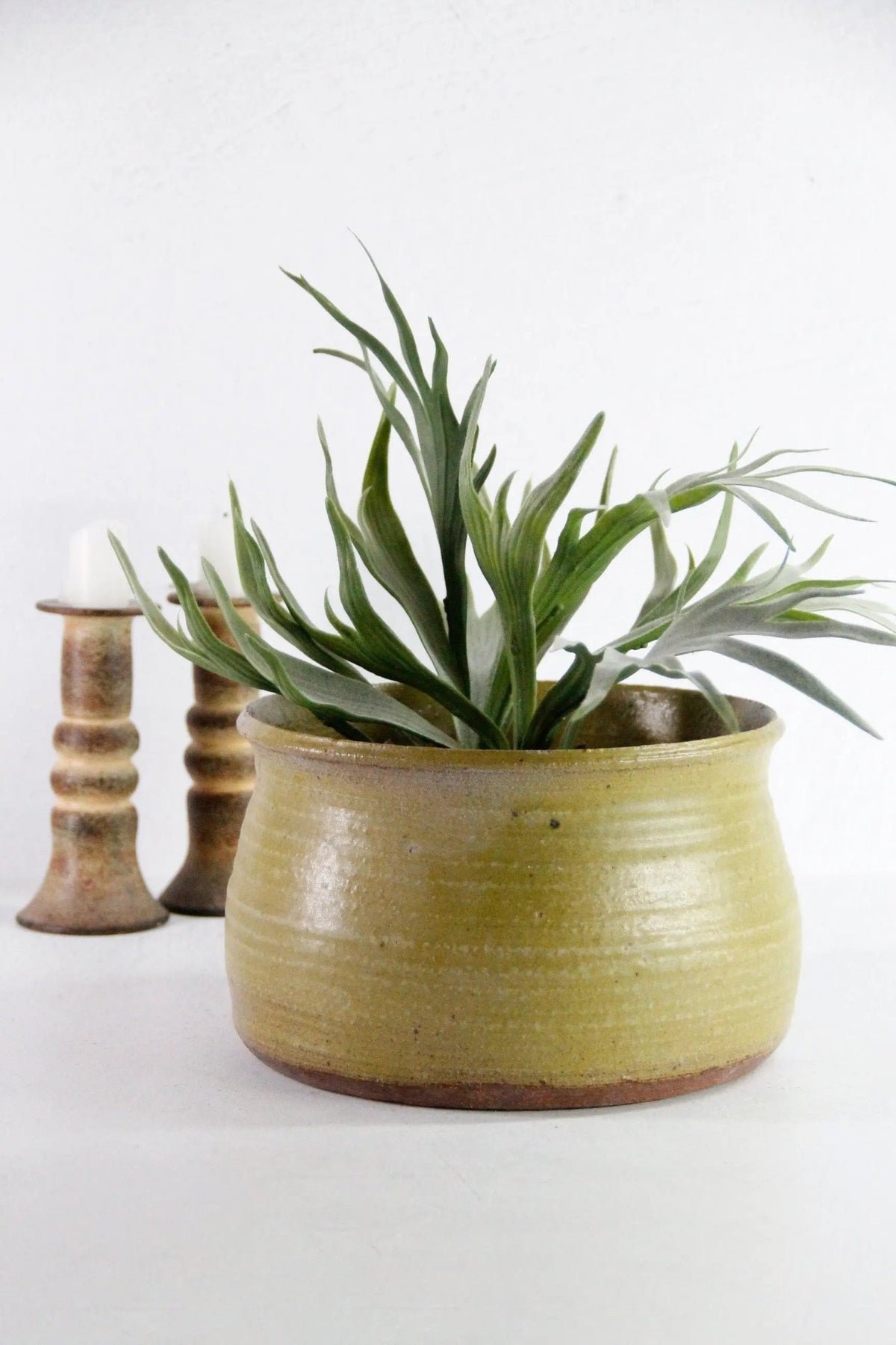 Vintage Pottery Planter | Large Green Studio Art Pot - Debra Hall Lifestyle