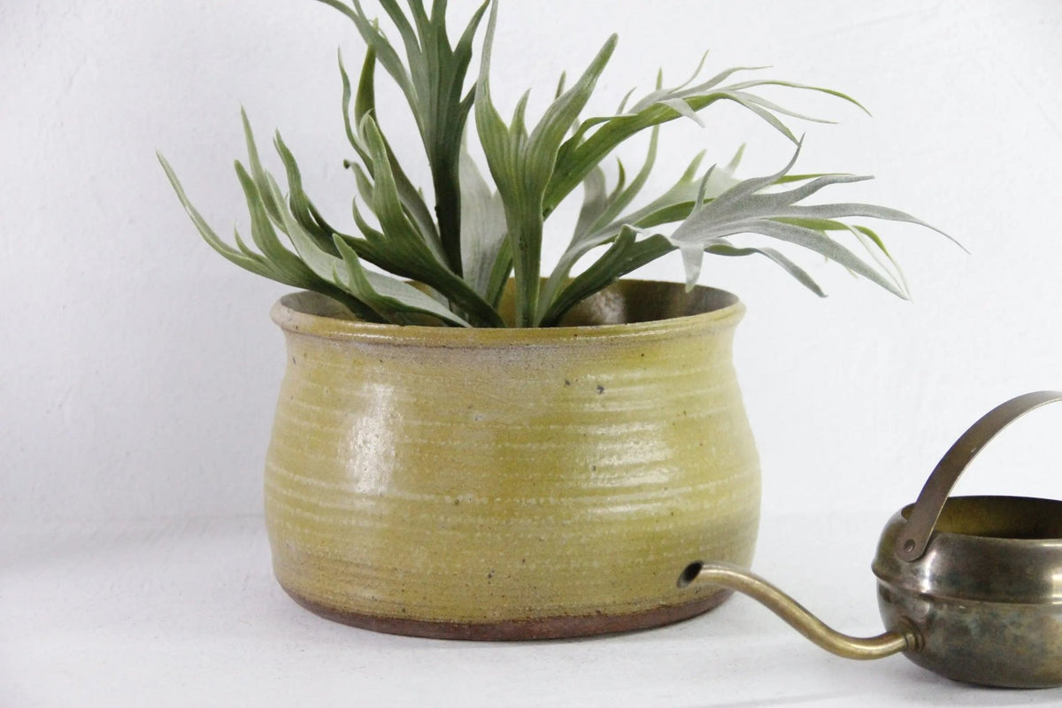 Vintage Pottery Planter | Large Green Studio Art Pot - Debra Hall Lifestyle