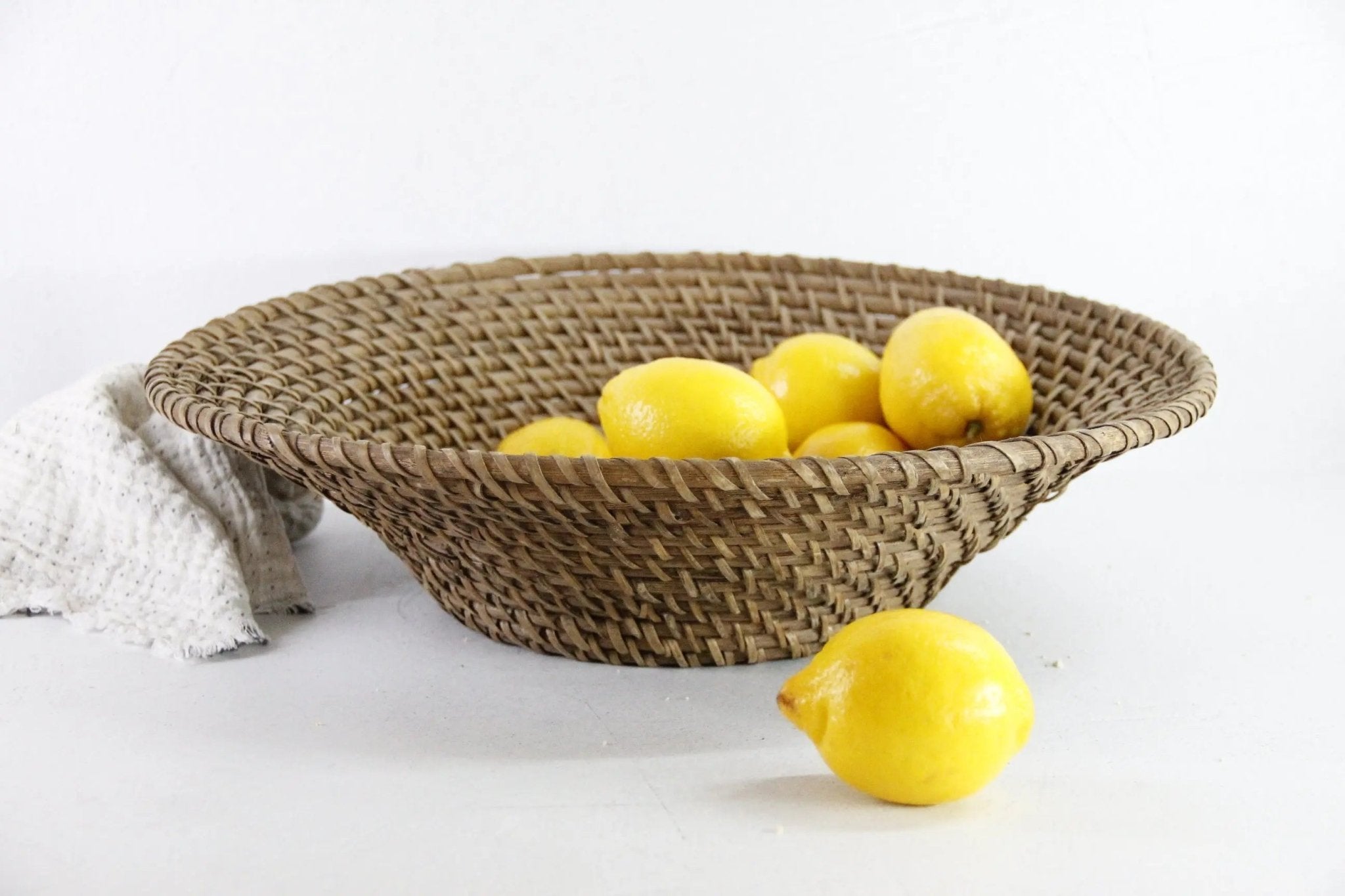 Vintage Rattan Basket | Large Coiled Fruit Bowl - Debra Hall Lifestyle