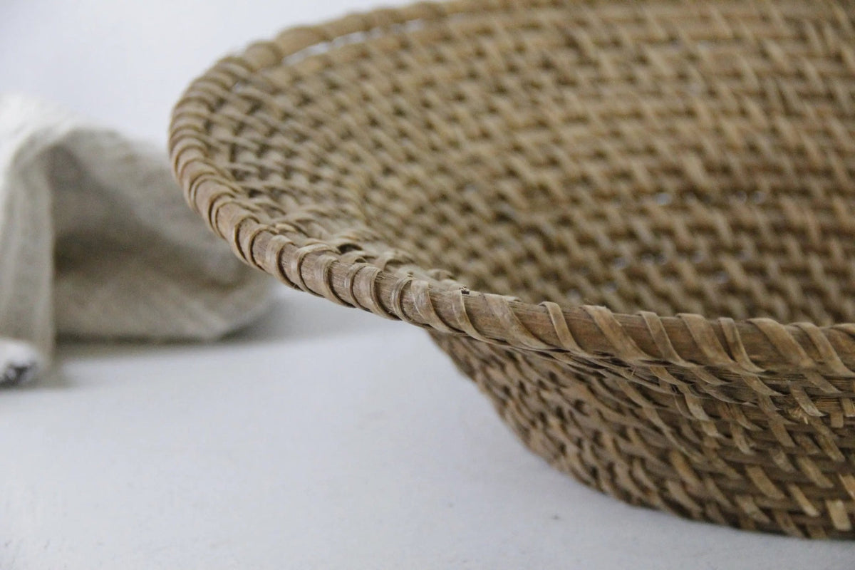 Vintage Rattan Basket | Large Coiled Fruit Bowl - Debra Hall Lifestyle