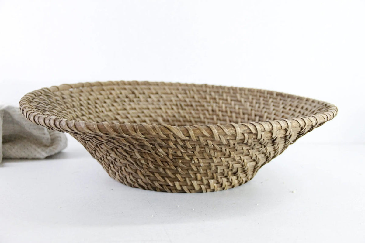 Vintage Rattan Basket | Large Coiled Fruit Bowl - Debra Hall Lifestyle