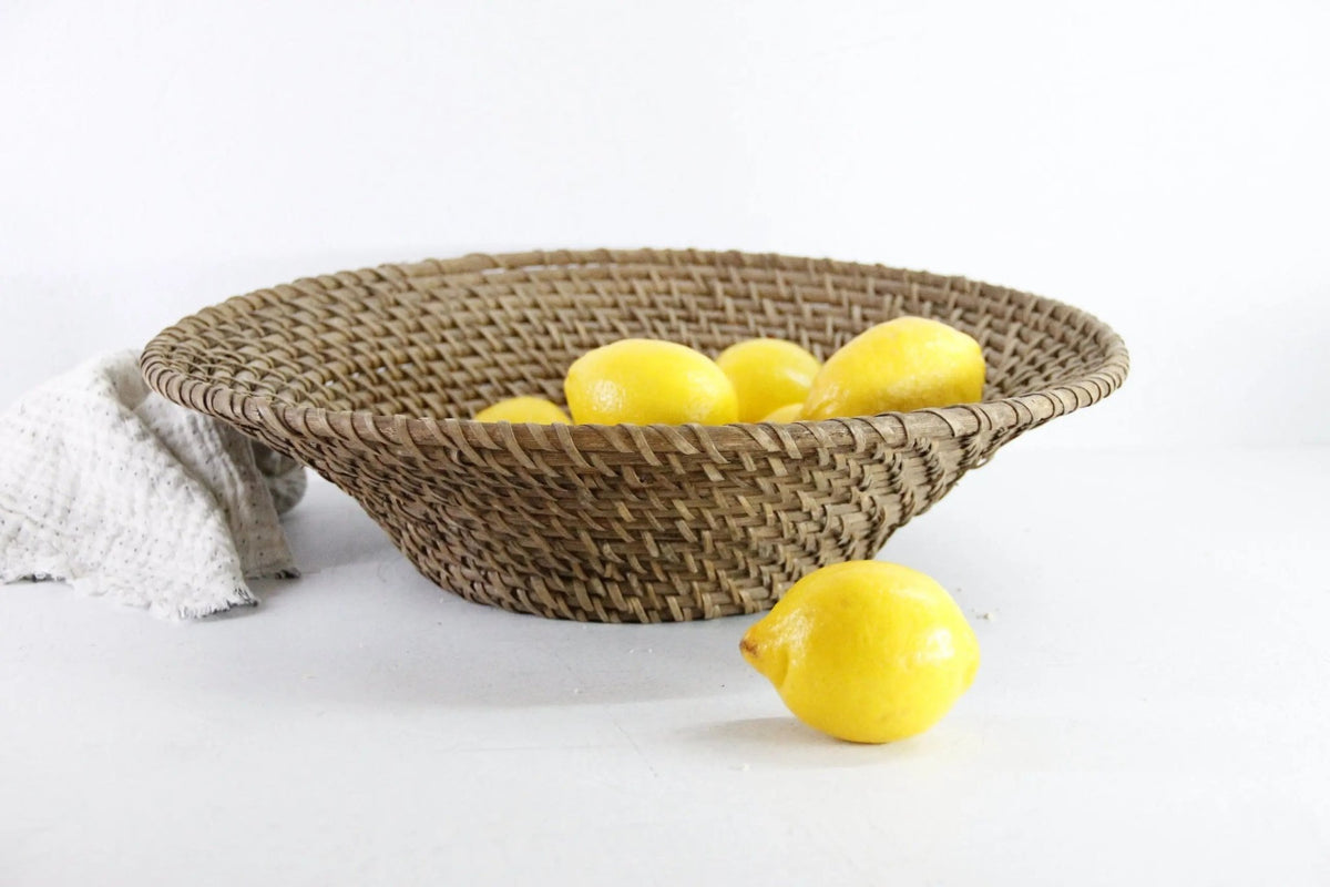 Vintage Rattan Basket | Large Coiled Fruit Bowl - Debra Hall Lifestyle