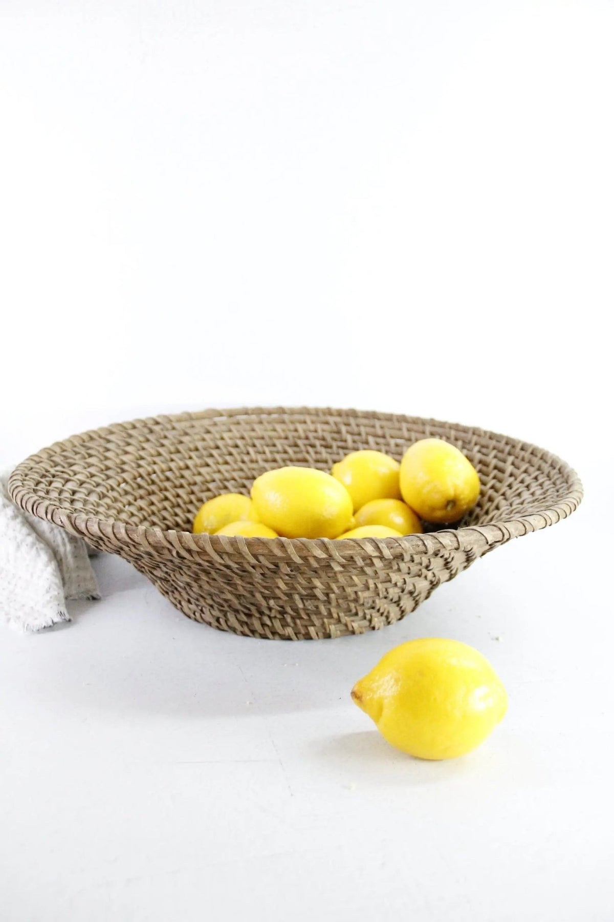 Vintage Rattan Basket | Large Coiled Fruit Bowl - Debra Hall Lifestyle
