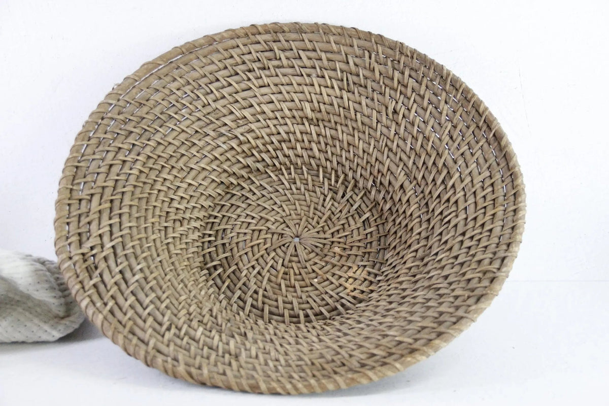 Vintage Rattan Basket | Large Coiled Fruit Bowl - Debra Hall Lifestyle