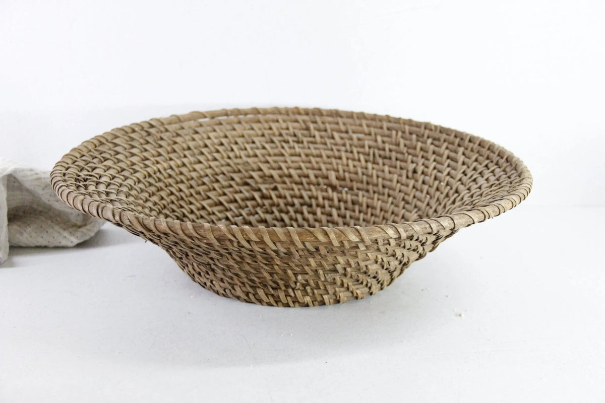 Vintage Rattan Basket | Large Coiled Fruit Bowl - Debra Hall Lifestyle