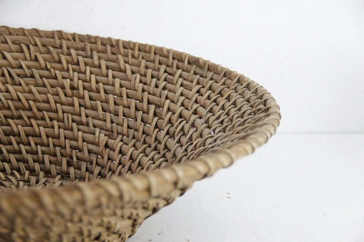 Vintage Rattan Basket | Large Coiled Fruit Bowl - Debra Hall Lifestyle