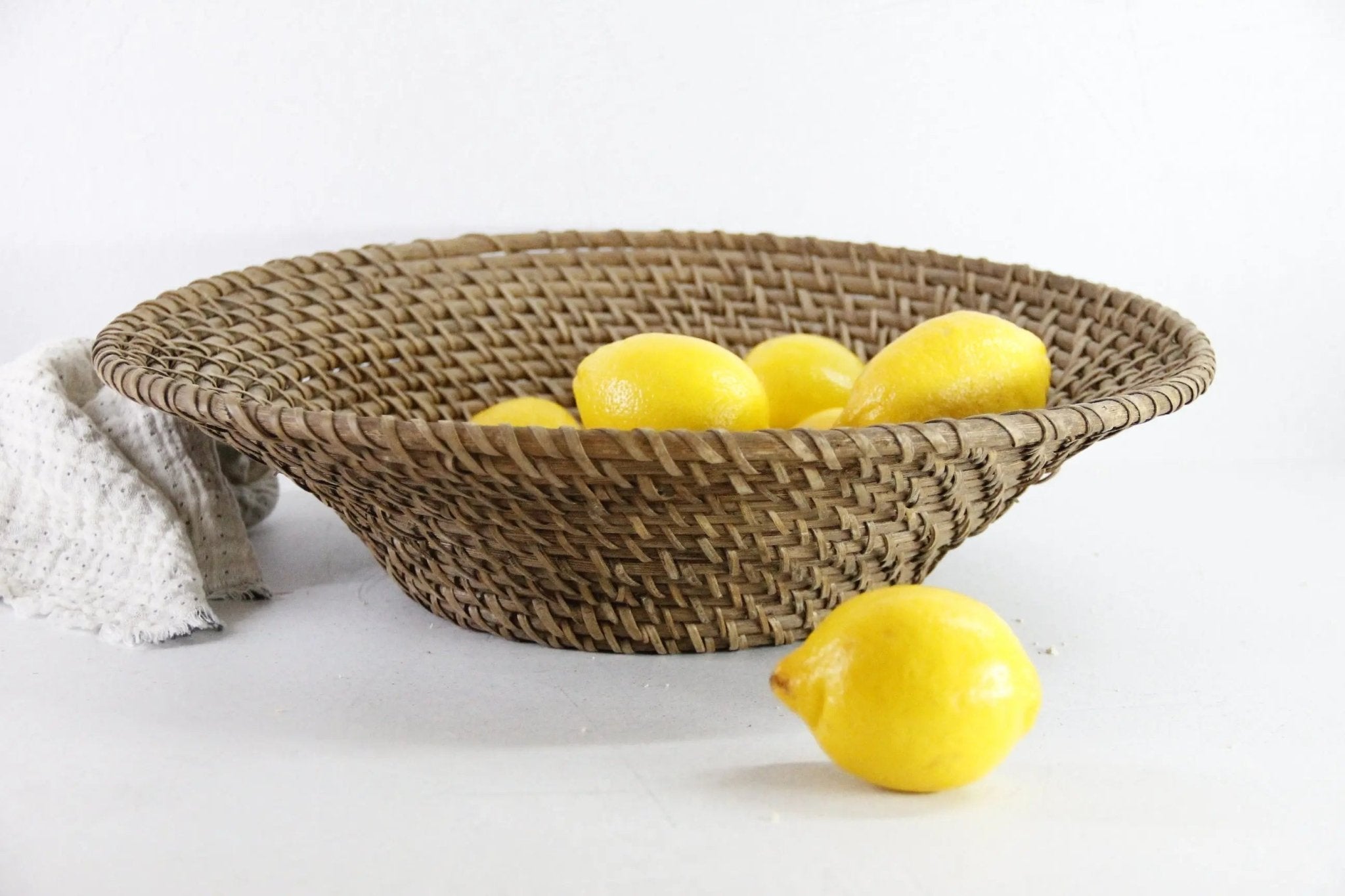 Vintage Rattan Basket | Large Coiled Fruit Bowl - Debra Hall Lifestyle
