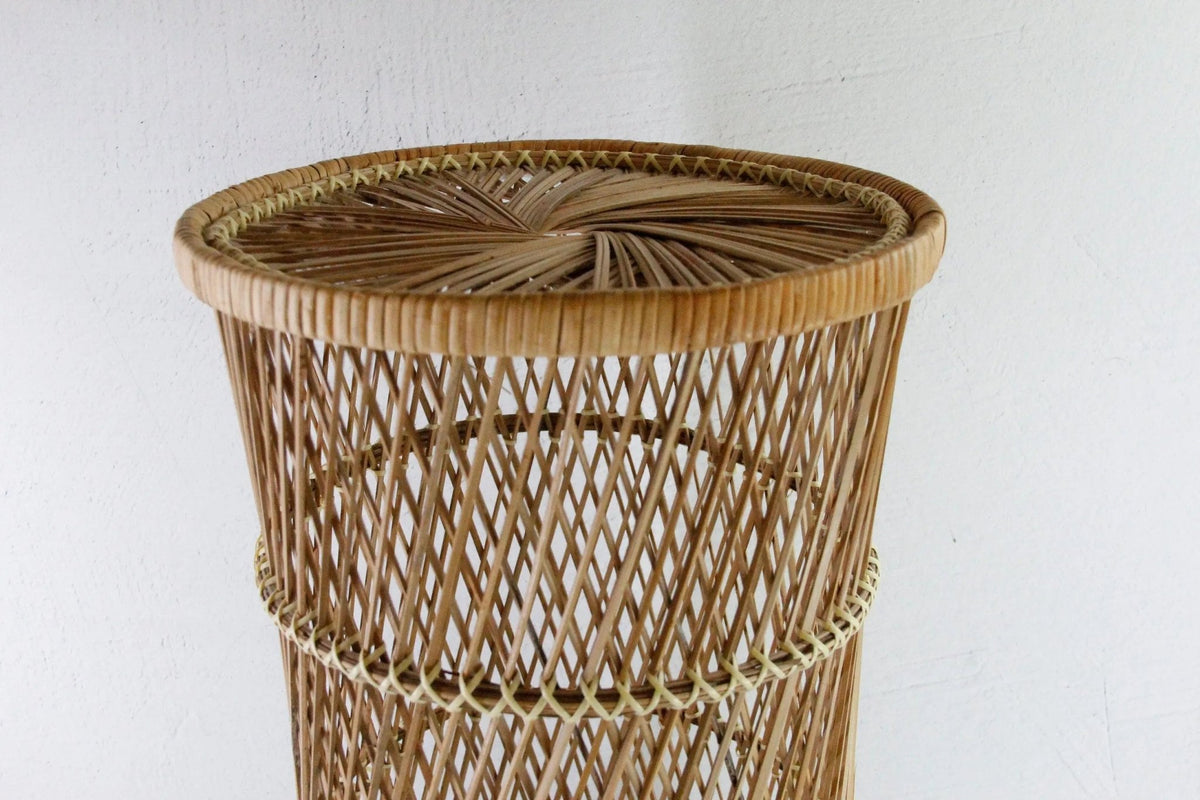 Vintage Rattan Plant Stand | Tall Umbrella Basket - Debra Hall Lifestyle