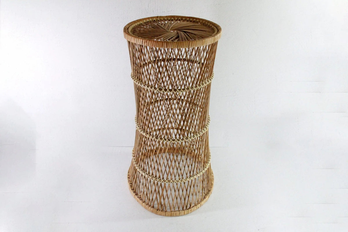 Vintage Rattan Plant Stand | Tall Umbrella Basket - Debra Hall Lifestyle