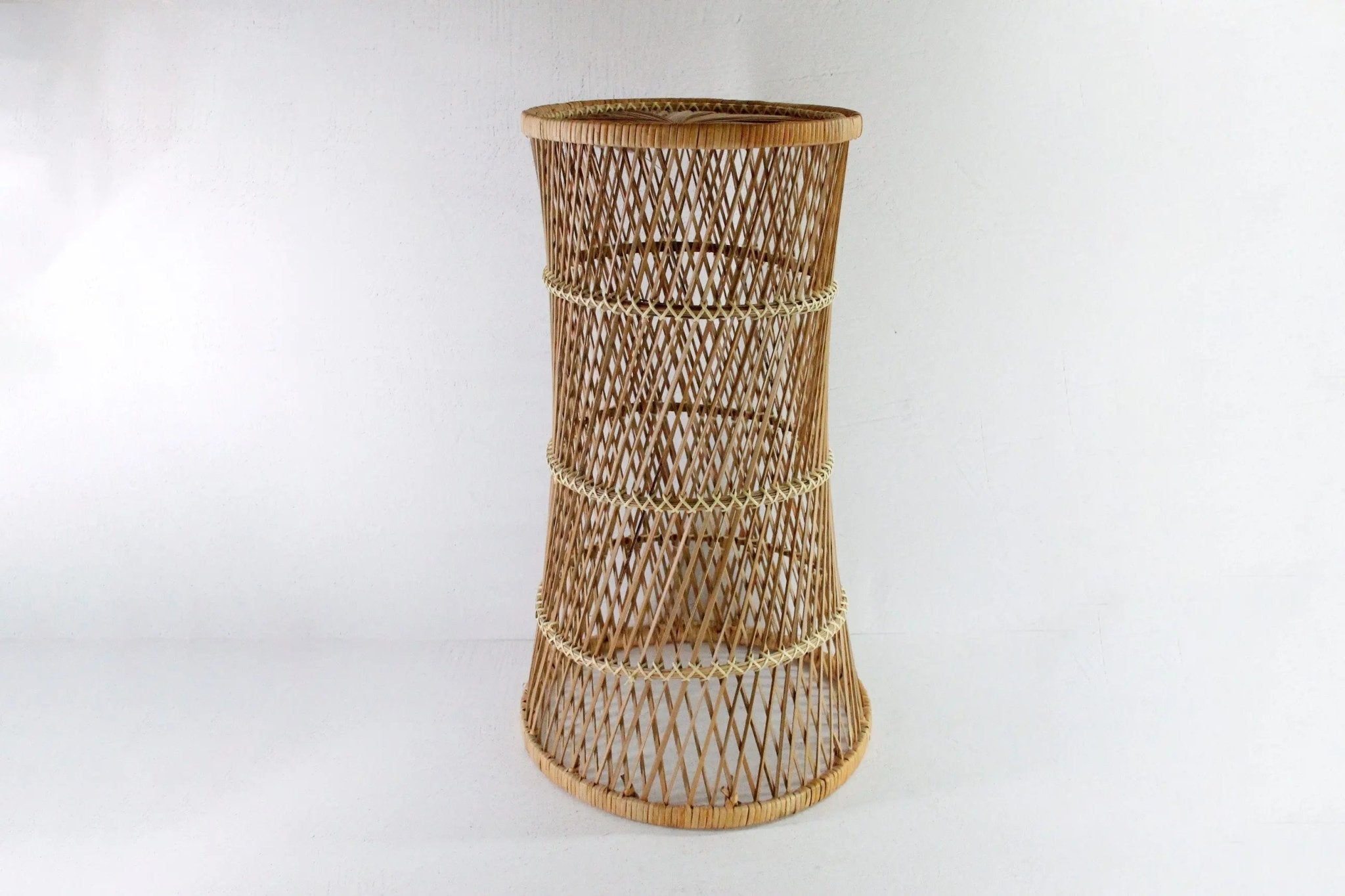 Vintage Rattan Plant Stand | Tall Umbrella Basket - Debra Hall Lifestyle