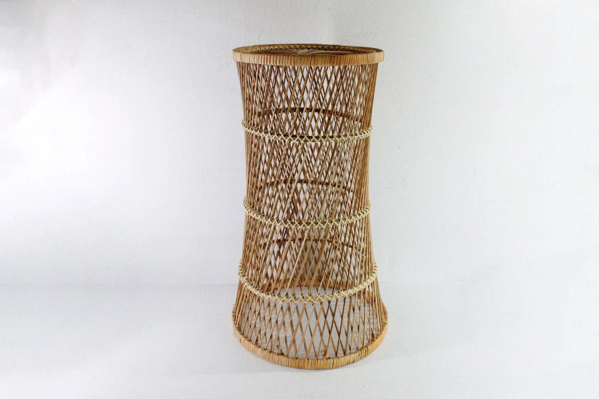 Vintage Rattan Plant Stand | Tall Umbrella Basket - Debra Hall Lifestyle