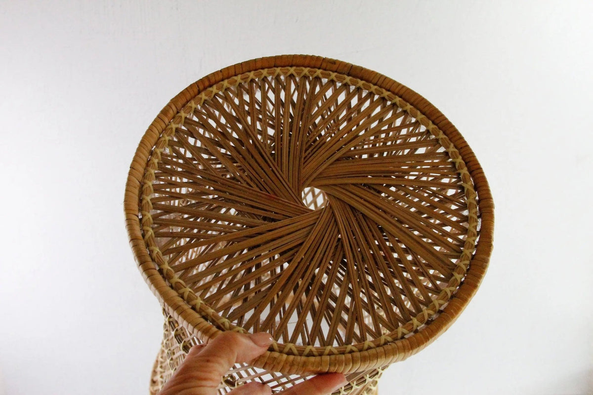 Vintage Rattan Plant Stand | Tall Umbrella Basket - Debra Hall Lifestyle