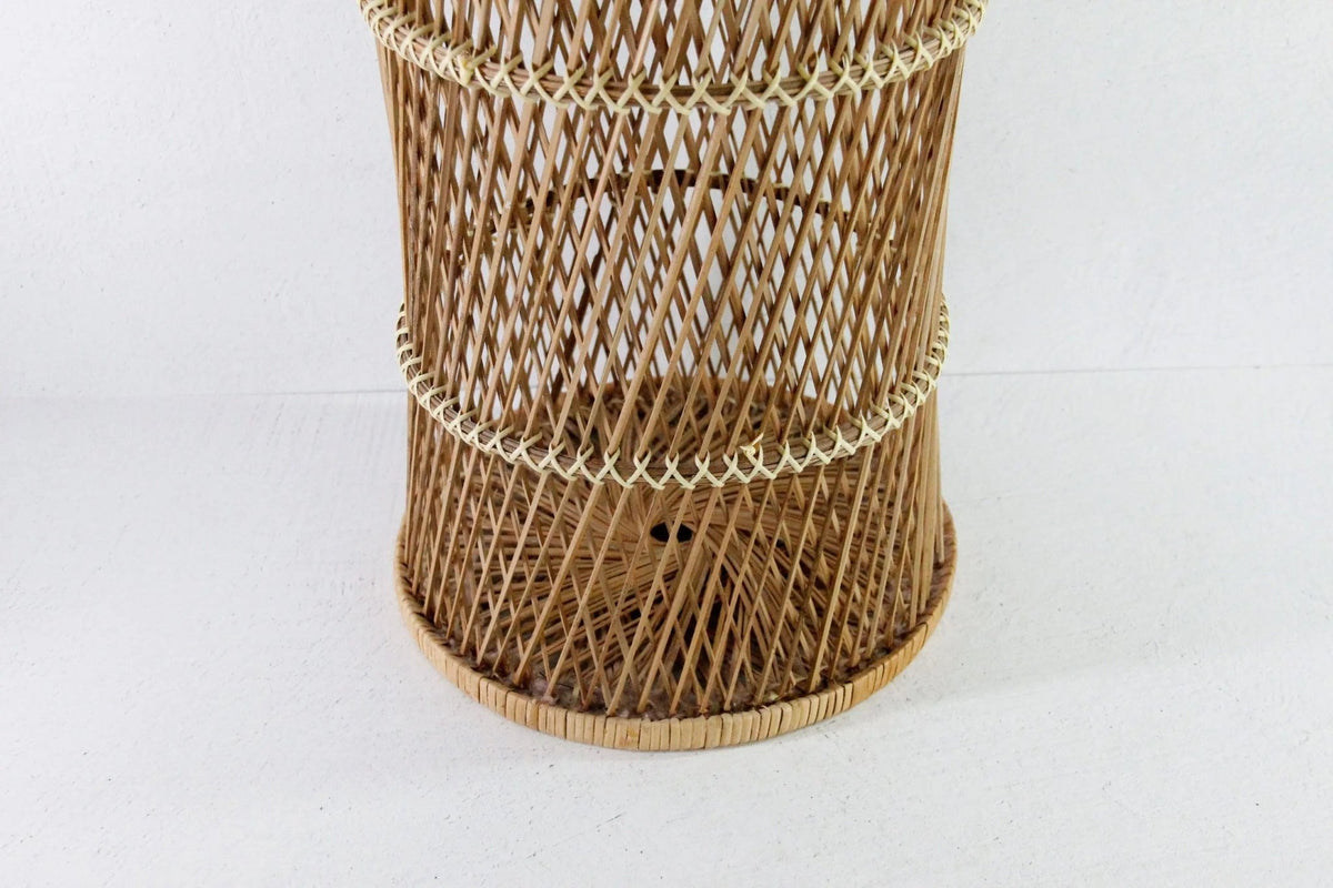 Vintage Rattan Plant Stand | Tall Umbrella Basket - Debra Hall Lifestyle