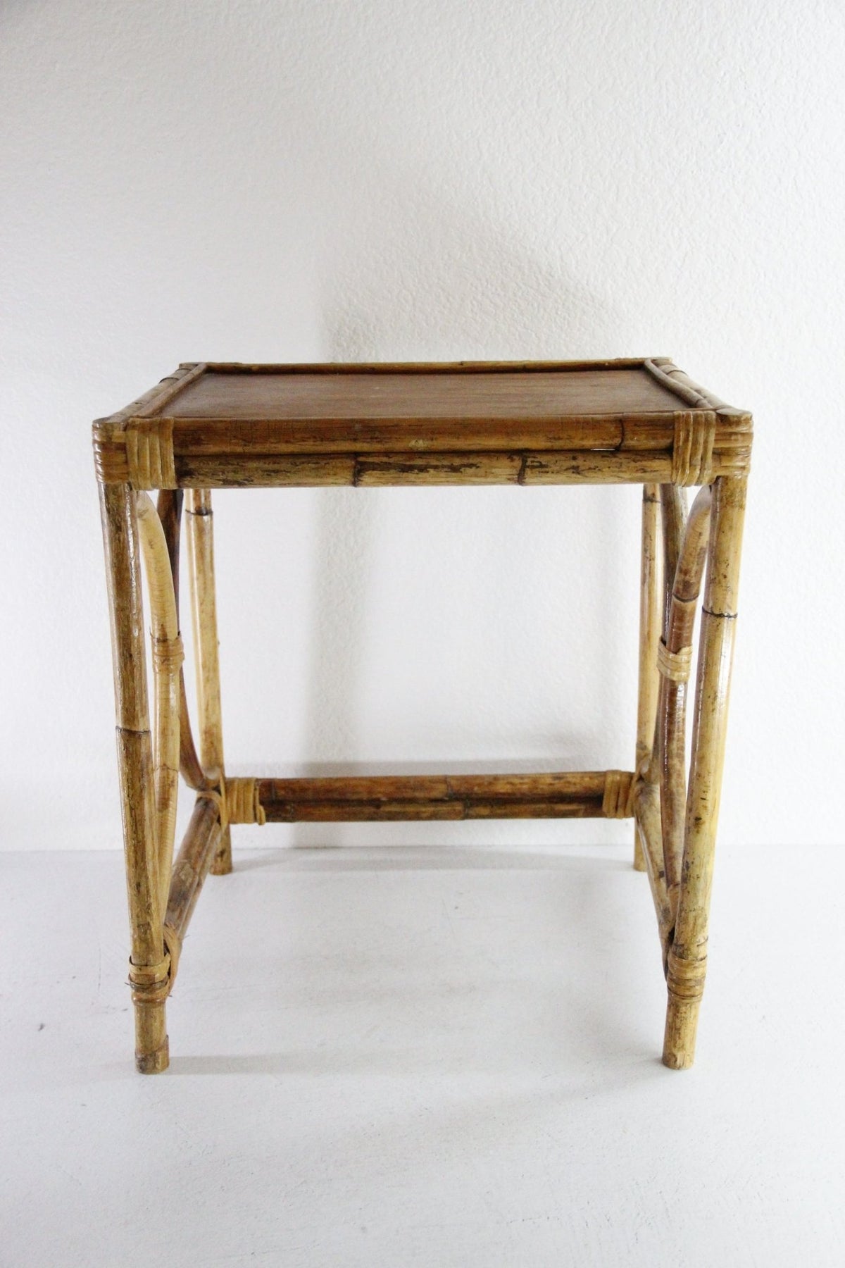 Vintage Rattan Side Table | French/Italian MCM Style - Debra Hall Lifestyle