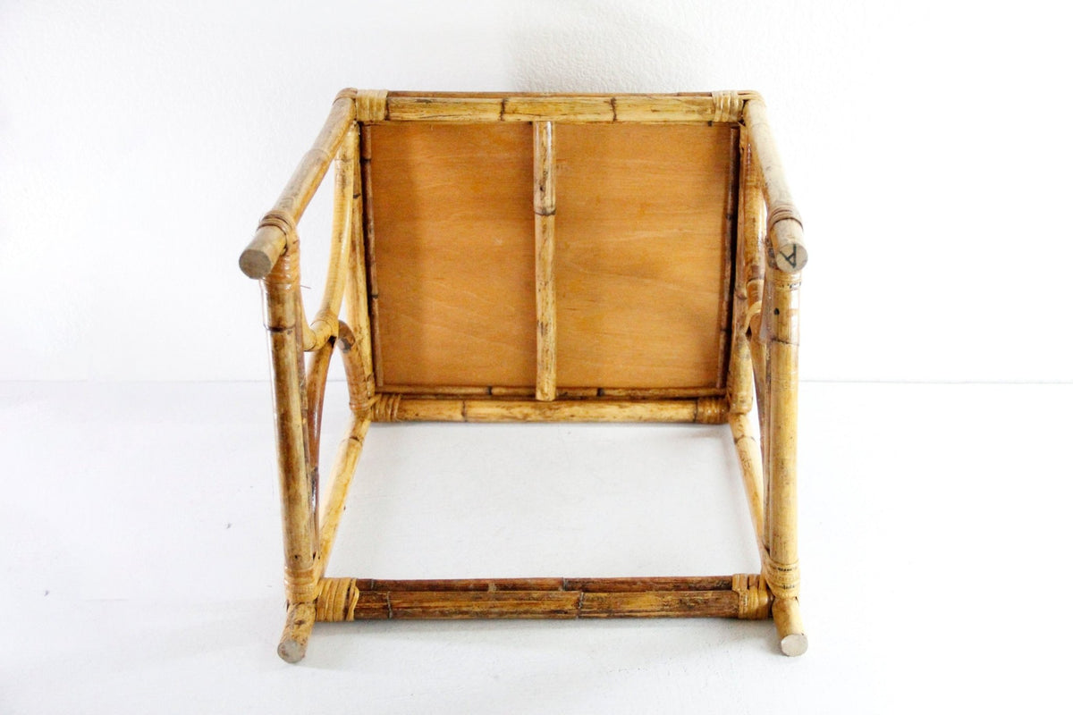 Vintage Rattan Side Table | French/Italian MCM Style - Debra Hall Lifestyle