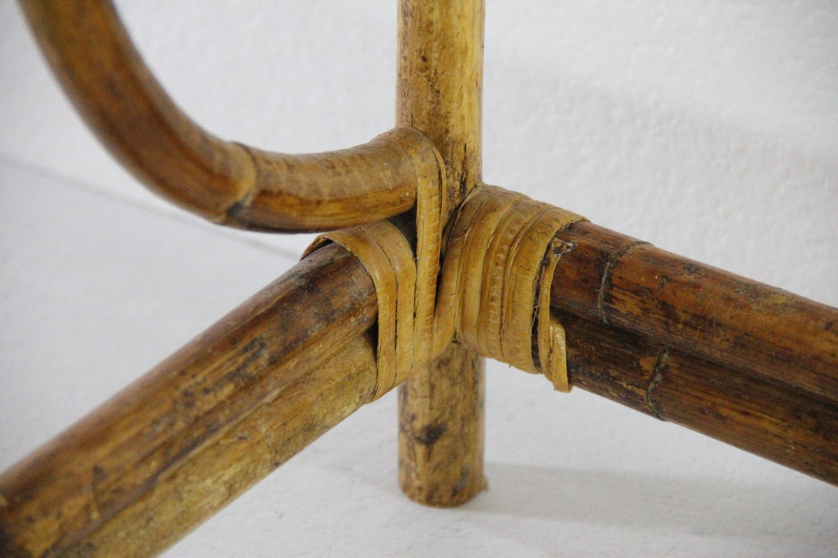 Vintage Rattan Side Table | French/Italian MCM Style - Debra Hall Lifestyle