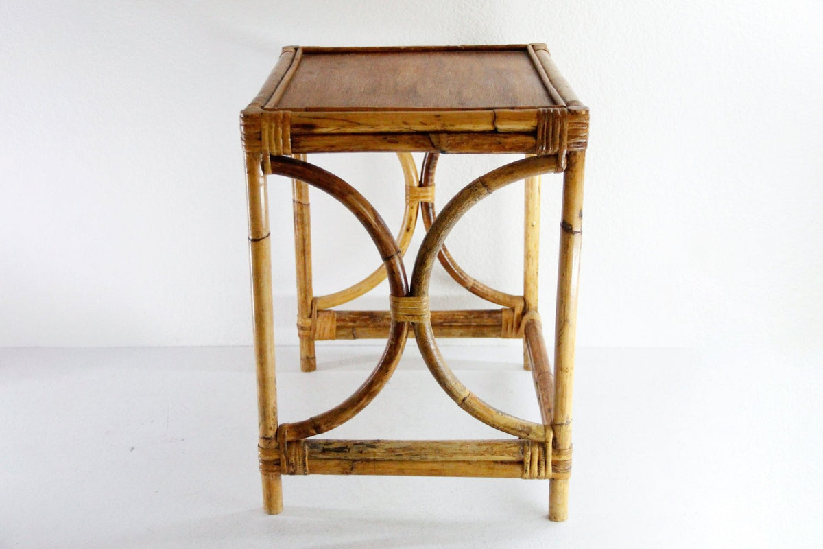 Vintage Rattan Side Table | French/Italian MCM Style - Debra Hall Lifestyle