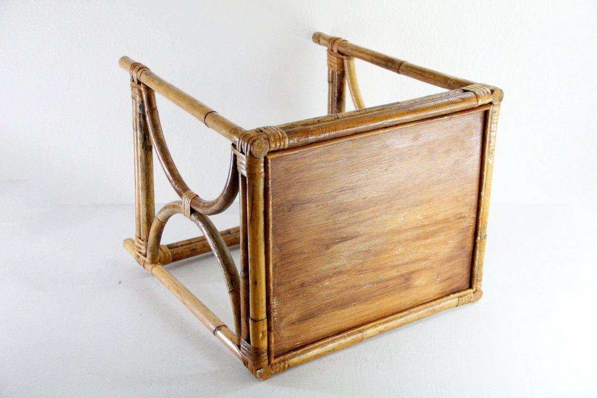 Vintage Rattan Side Table | French/Italian MCM Style - Debra Hall Lifestyle