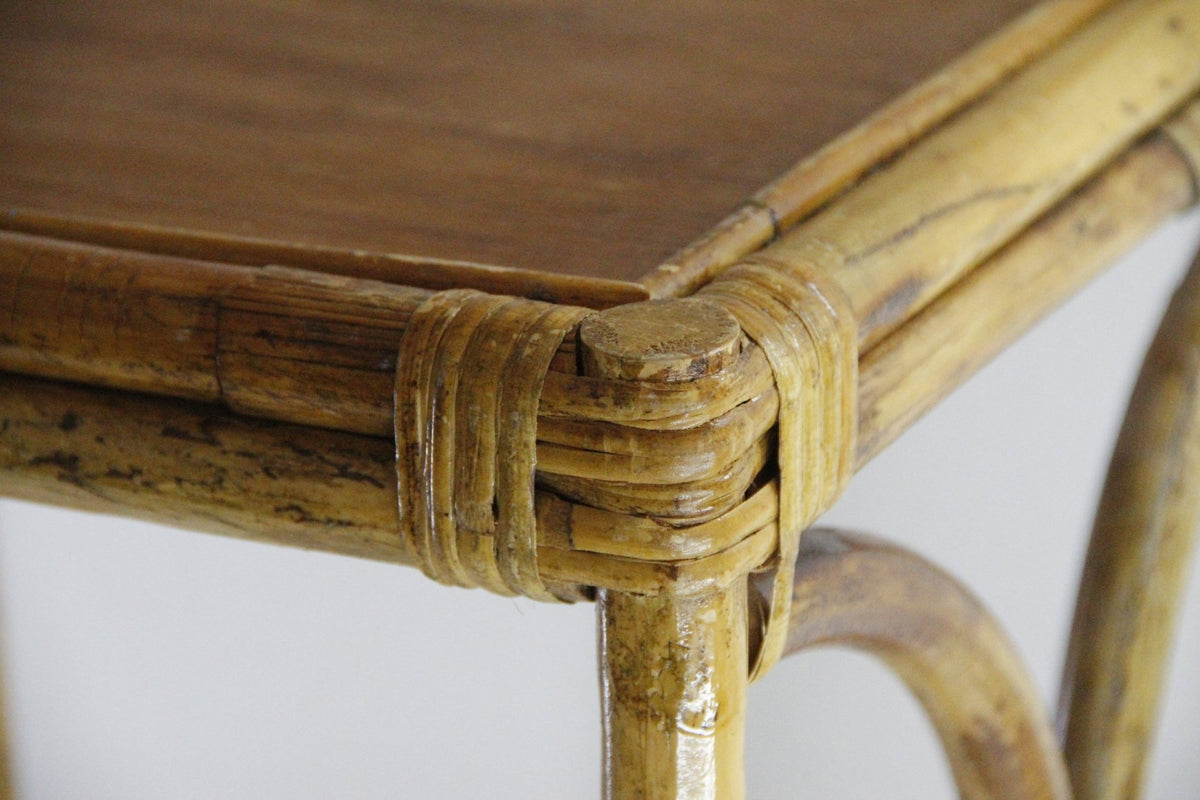 Vintage Rattan Side Table | French/Italian MCM Style - Debra Hall Lifestyle