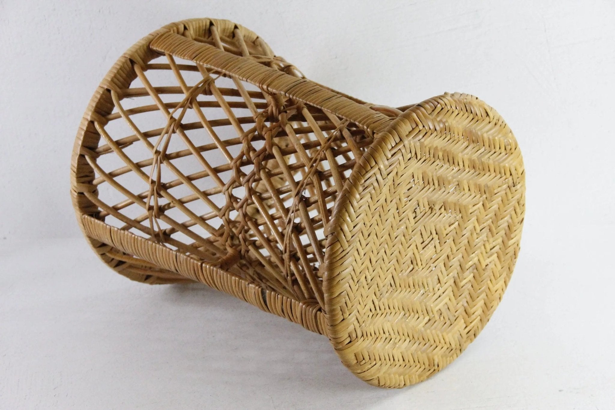 Vintage Rattan Side Table | Midcentury Modern Plant Stand - Debra Hall Lifestyle