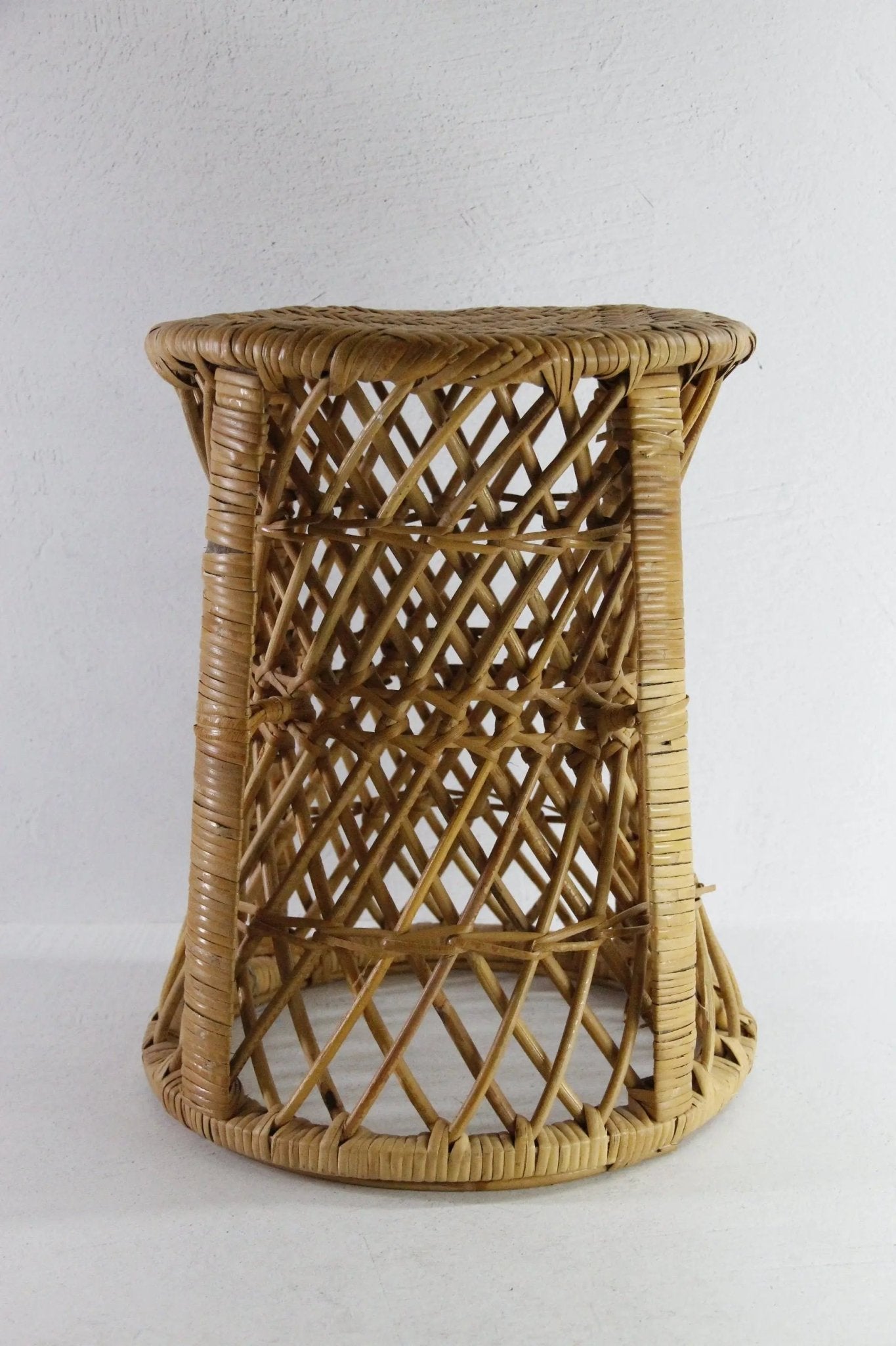 Vintage Rattan Side Table | Midcentury Modern Plant Stand - Debra Hall Lifestyle