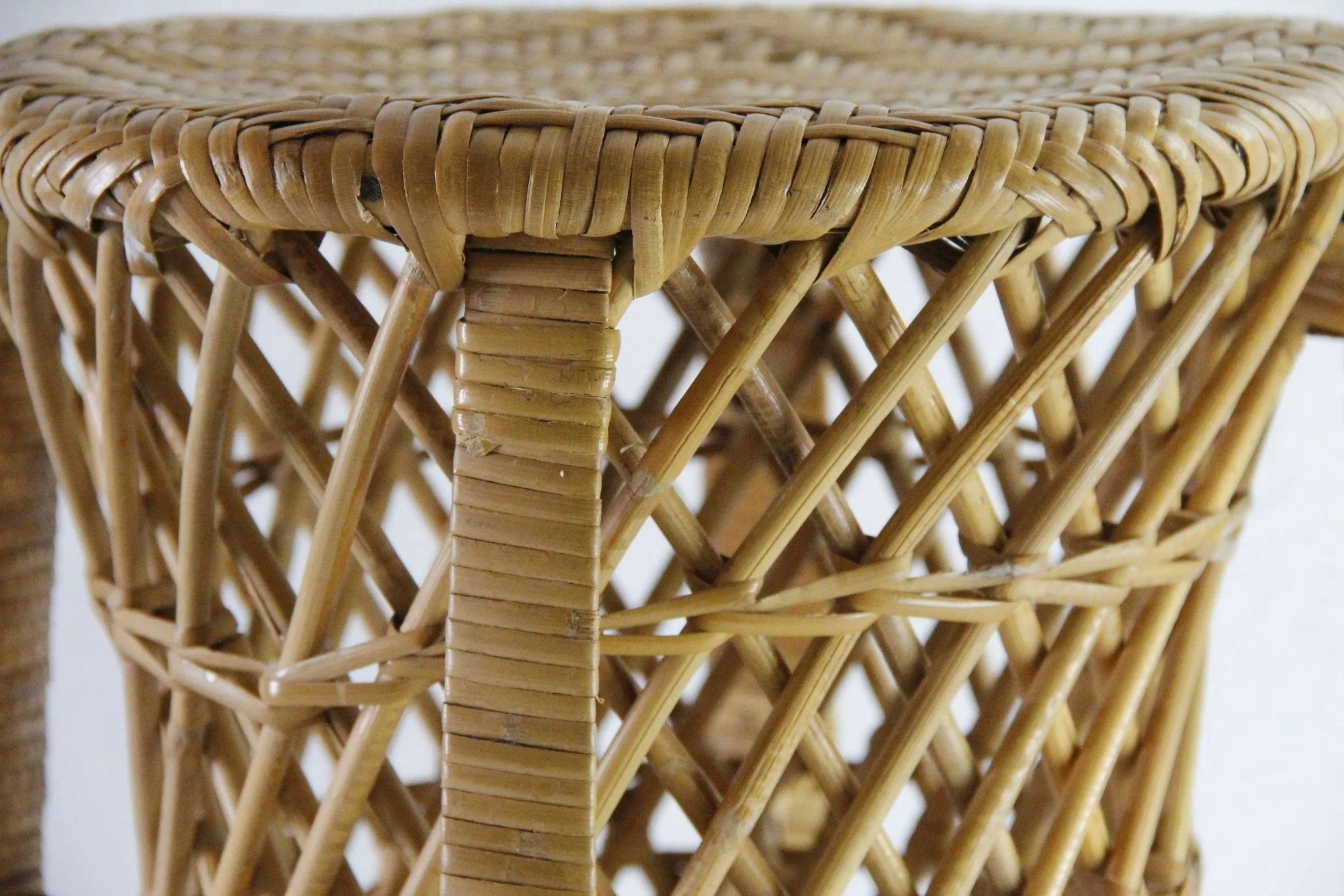 Vintage Rattan Side Table | Midcentury Modern Plant Stand - Debra Hall Lifestyle