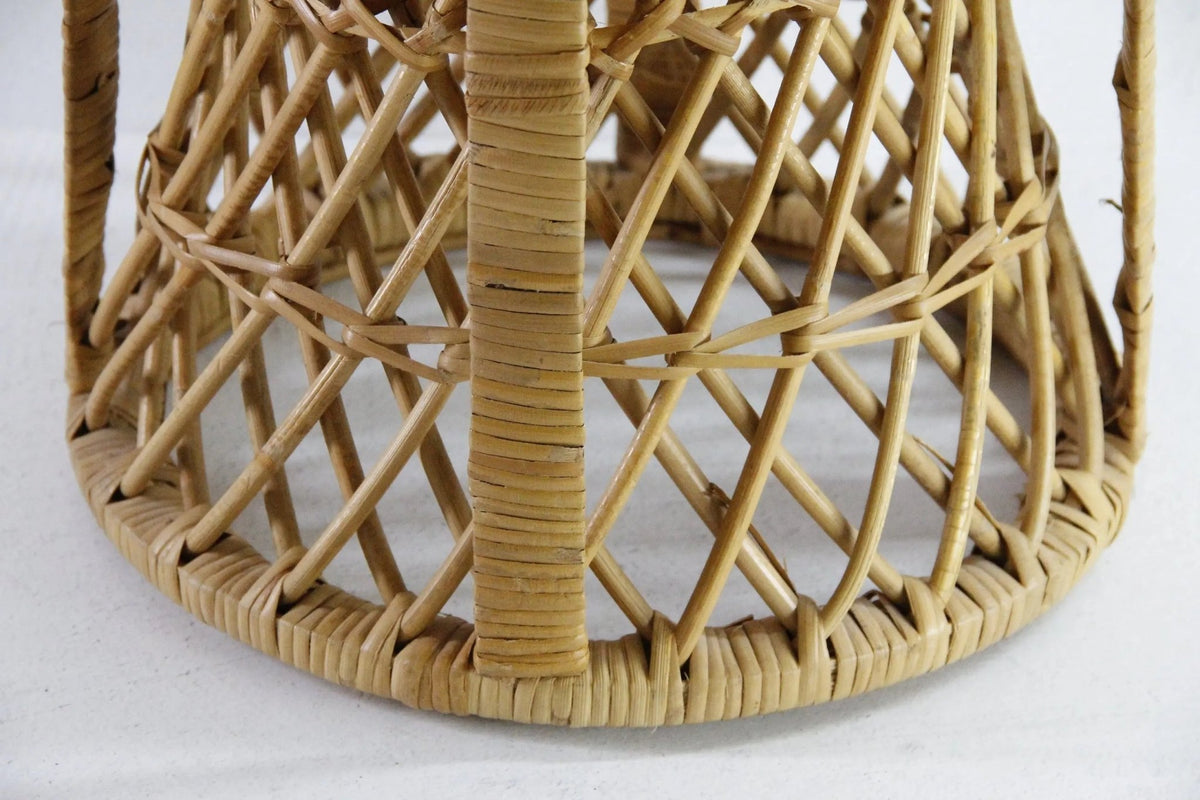 Vintage Rattan Side Table | Midcentury Modern Plant Stand - Debra Hall Lifestyle