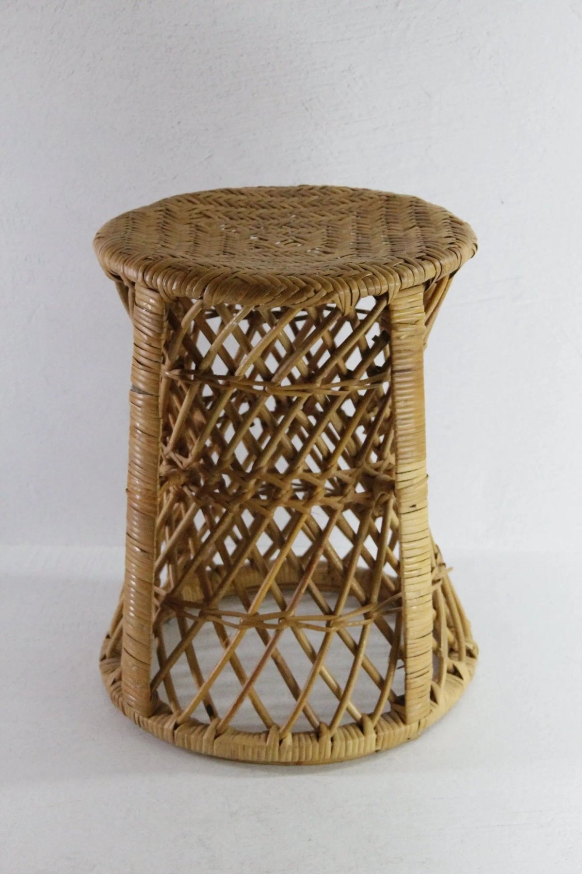 Vintage Rattan Side Table | Midcentury Modern Plant Stand - Debra Hall Lifestyle