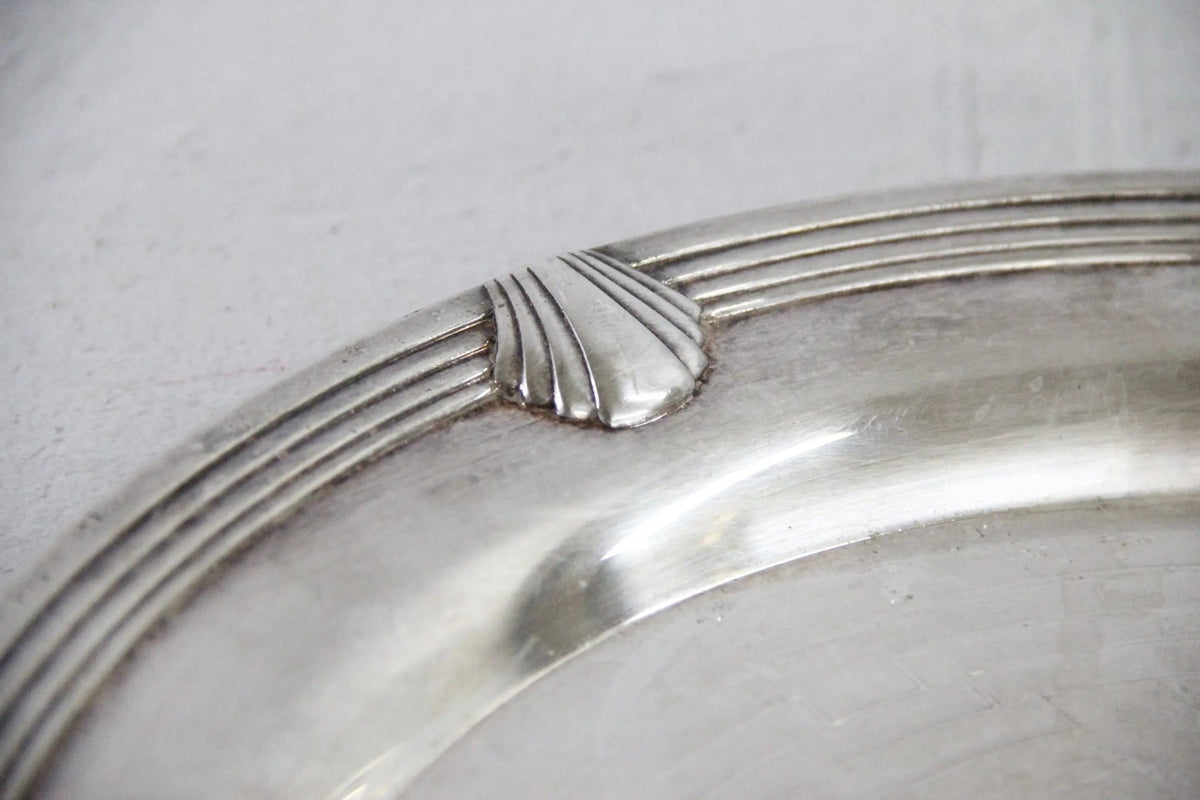 Vintage Round Silver Tray | Coastal Seashell 12.5" Barware Gallery - Debra Hall Lifestyle