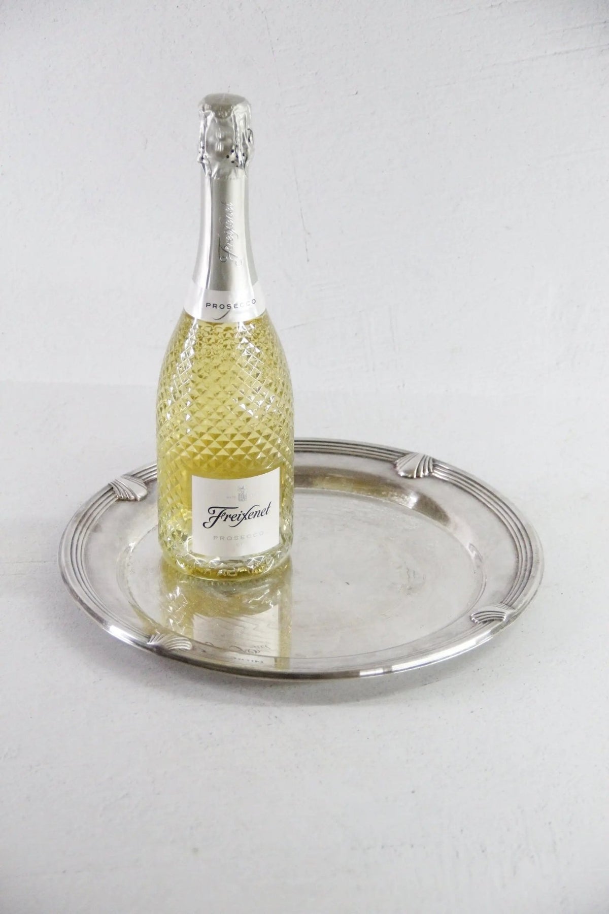 Vintage Round Silver Tray | Coastal Seashell 12.5" Barware Gallery - Debra Hall Lifestyle