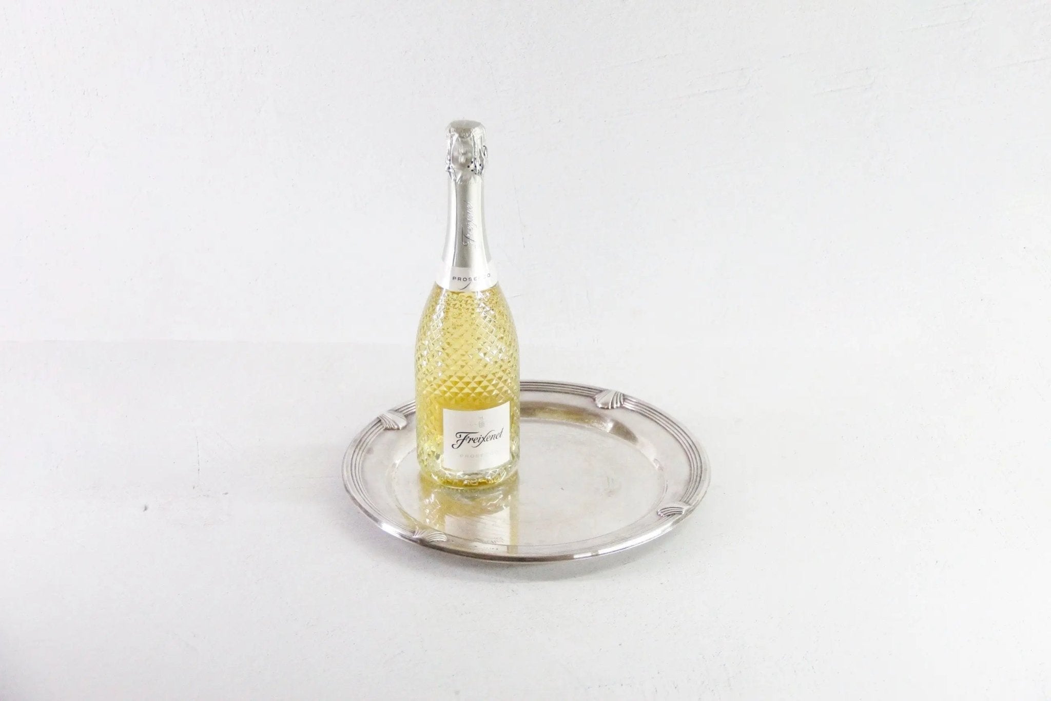 Vintage Round Silver Tray | Coastal Seashell 12.5" Barware Gallery - Debra Hall Lifestyle