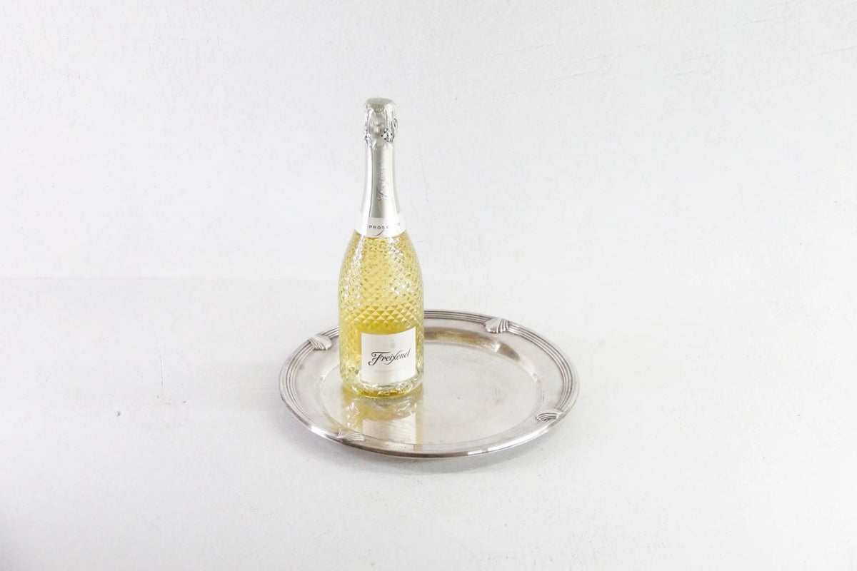 Vintage Round Silver Tray | Coastal Seashell 12.5" Barware Gallery - Debra Hall Lifestyle