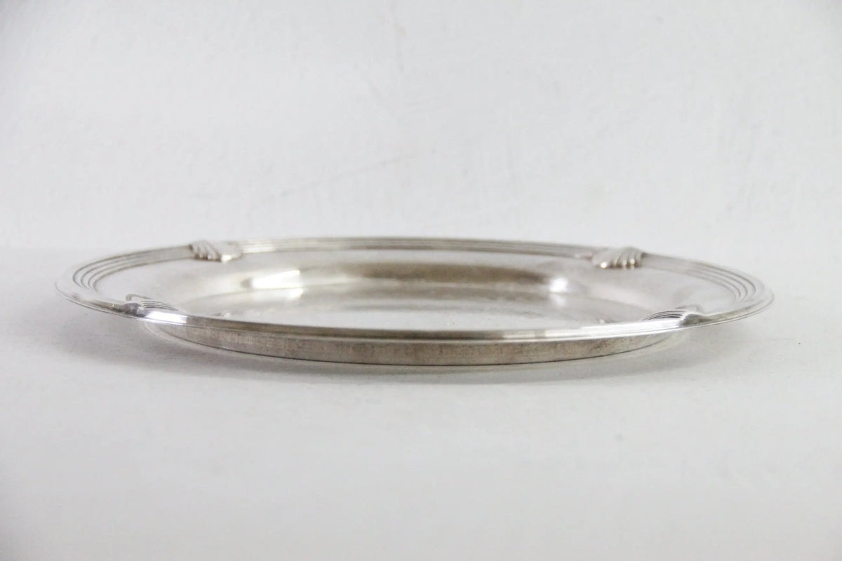 Vintage Round Silver Tray | Coastal Seashell 12.5" Barware Gallery - Debra Hall Lifestyle