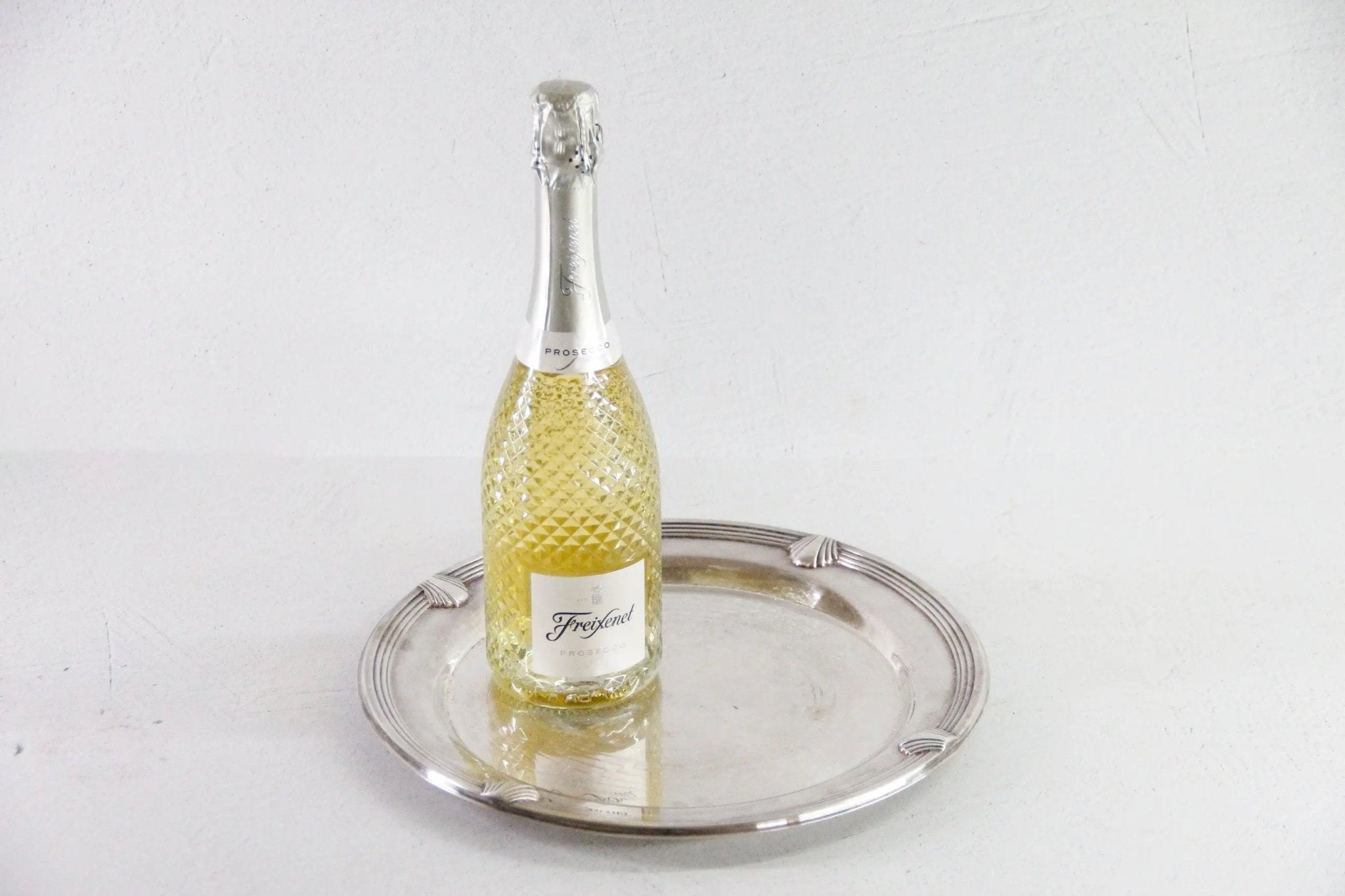 Vintage Round Silver Tray | Coastal Seashell 12.5" Barware Gallery - Debra Hall Lifestyle