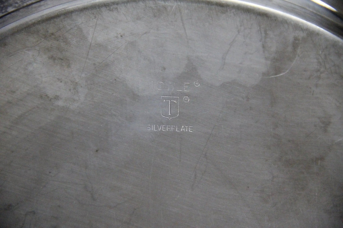 Vintage Round Silver Tray | Coastal Seashell 12.5" Barware Gallery - Debra Hall Lifestyle