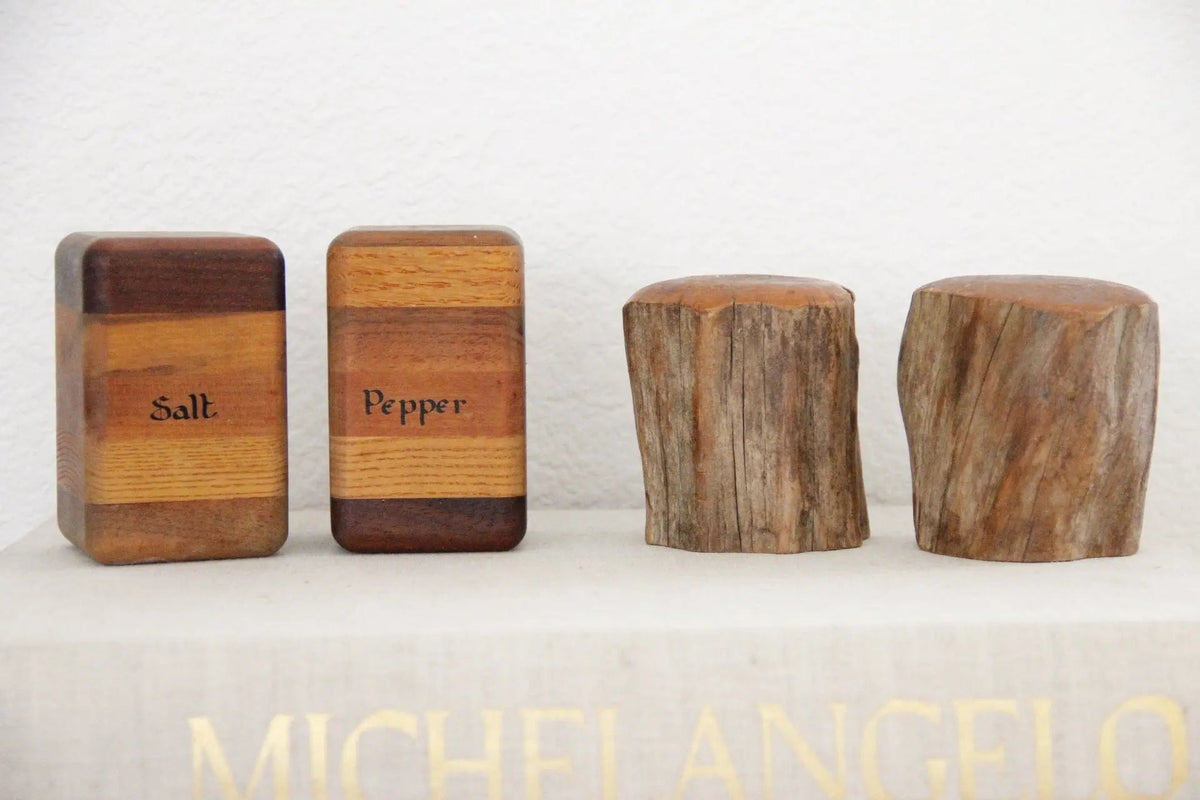 Vintage Salt and Pepper Set | Rustic Shakers Assorted Pair - Debra Hall Lifestyle