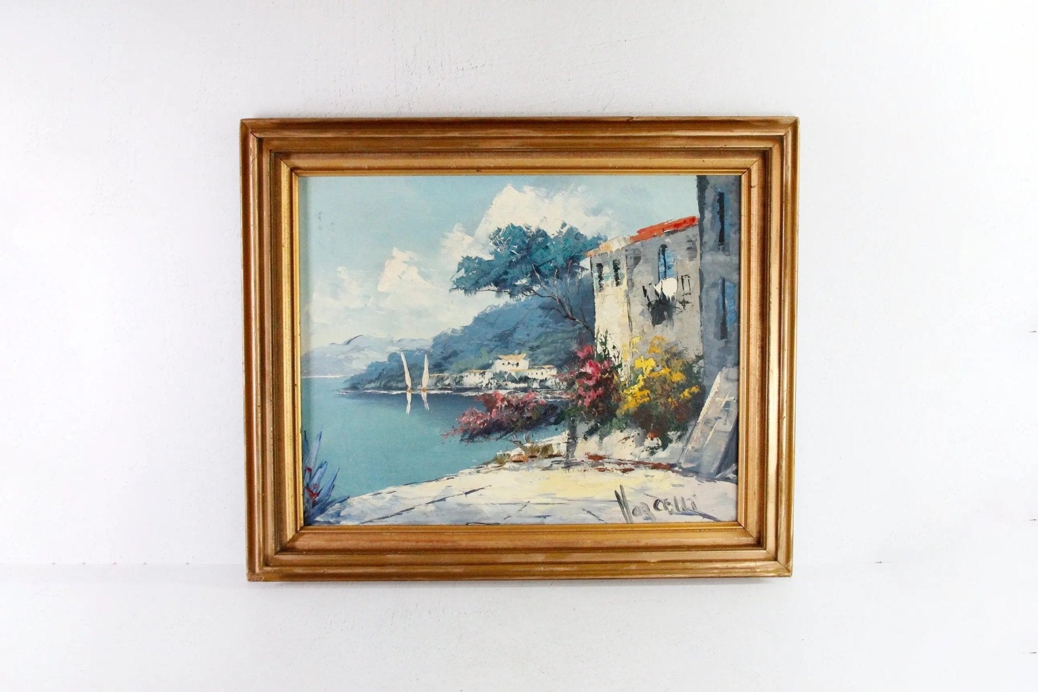 Vintage Seascape Oil Painting | Vibrant Italian Villa - Debra Hall Lifestyle