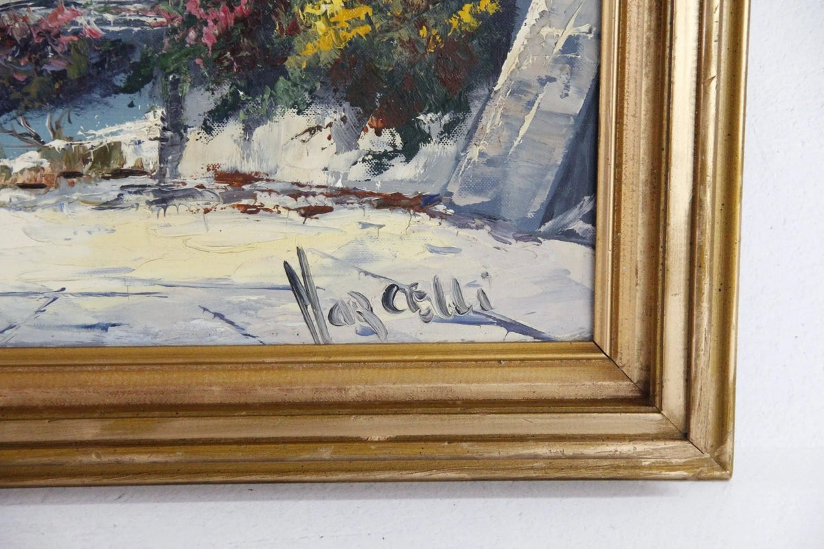 Vintage Seascape Oil Painting | Vibrant Italian Villa - Debra Hall Lifestyle
