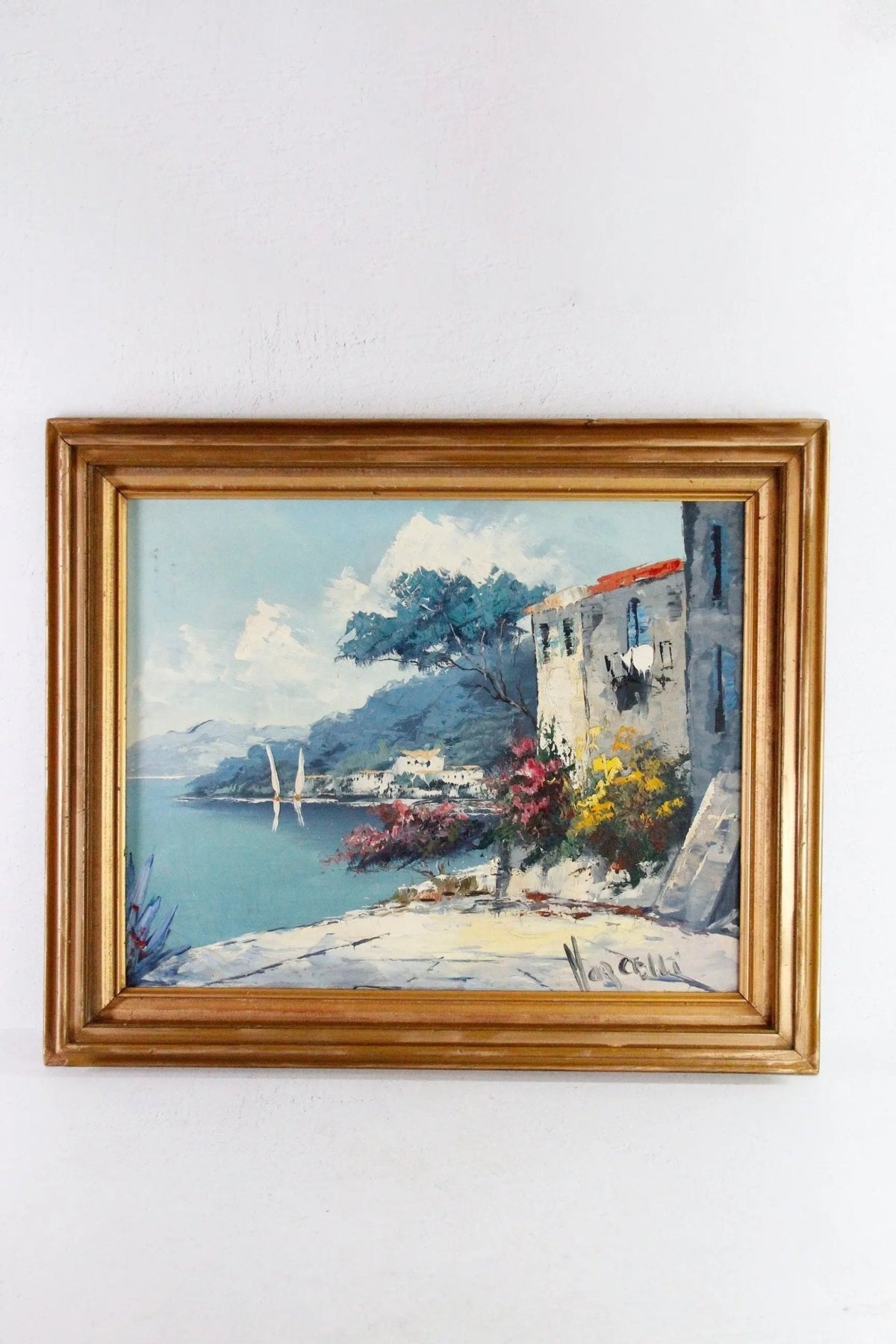 Vintage Seascape Oil Painting | Vibrant Italian Villa - Debra Hall Lifestyle