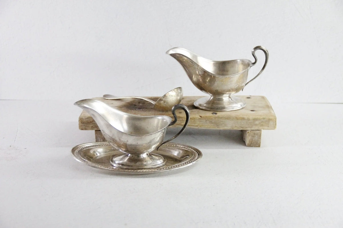 Vintage Silver Gravy Boat | Assorted Midcentury Rogers Bros. - Debra Hall Lifestyle