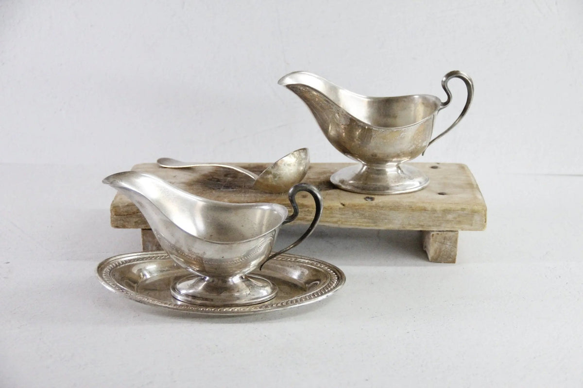 Vintage Silver Gravy Boat | Assorted Midcentury Rogers Bros. - Debra Hall Lifestyle