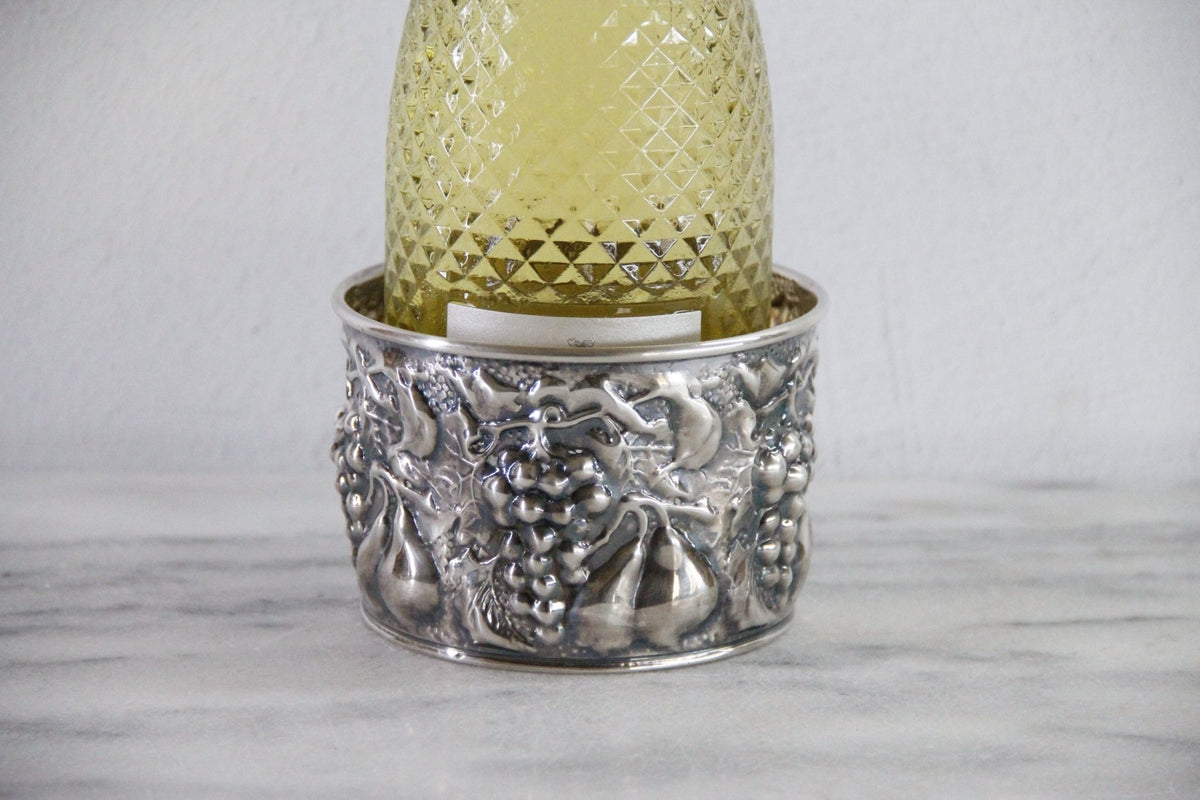 Vintage Silver Wine Coaster | E&C de Uberti Italian Repoussé - Debra Hall Lifestyle